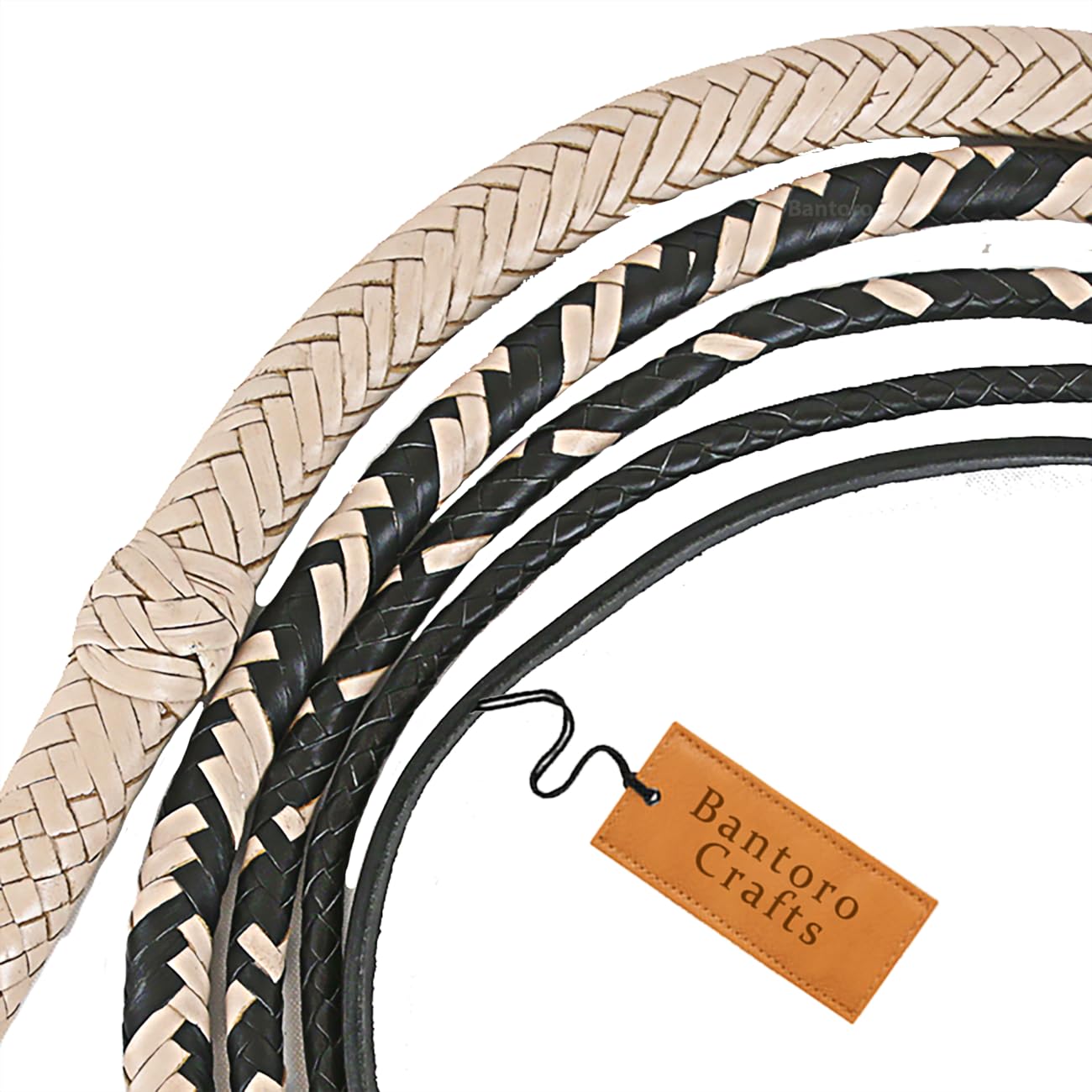 Crema e Nero Frusta in Pelle di Canguro Bullwhip16 Trecce Fili Pelle Intrecciata Frusta Che schiocca Forte Frusta di Cuoio per Gli Sport equestri Indiana Jones