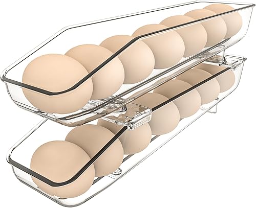CHANCETSUI Paquete de 2 contenedores de almacenamiento de huevos, soporte para huevos para refrigerador, caja de almacenamiento de huevos frescos de