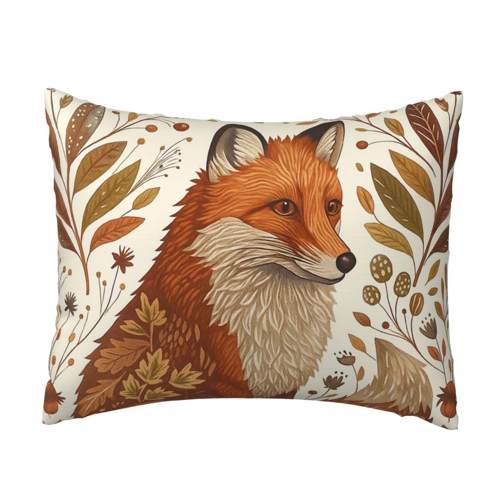 Autumn Fox and Leaf Pillowcase Soft Plush with Zipper Decorative Pillowcovers 16x20 in