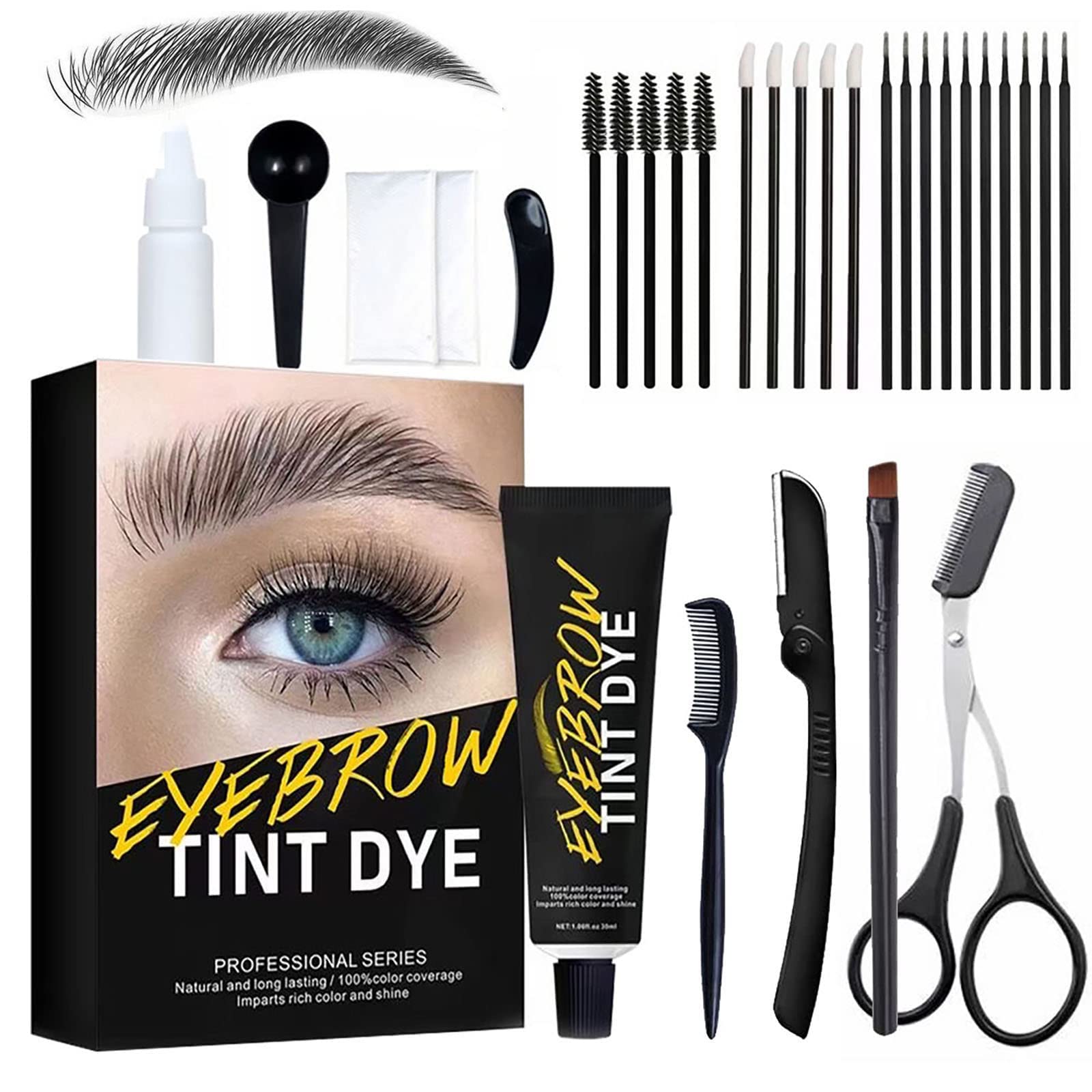 Eyebrow & Eyelash Color Kit, Eyebrow Ti-ηt & Eyelash Ti-ηt, Suitable for Salon & Home Use Achieve Stunning Lashes with Ease, Lash Lift Kit (Black), Make You Beautiful, Eyebrow & Eyelash Color Kit