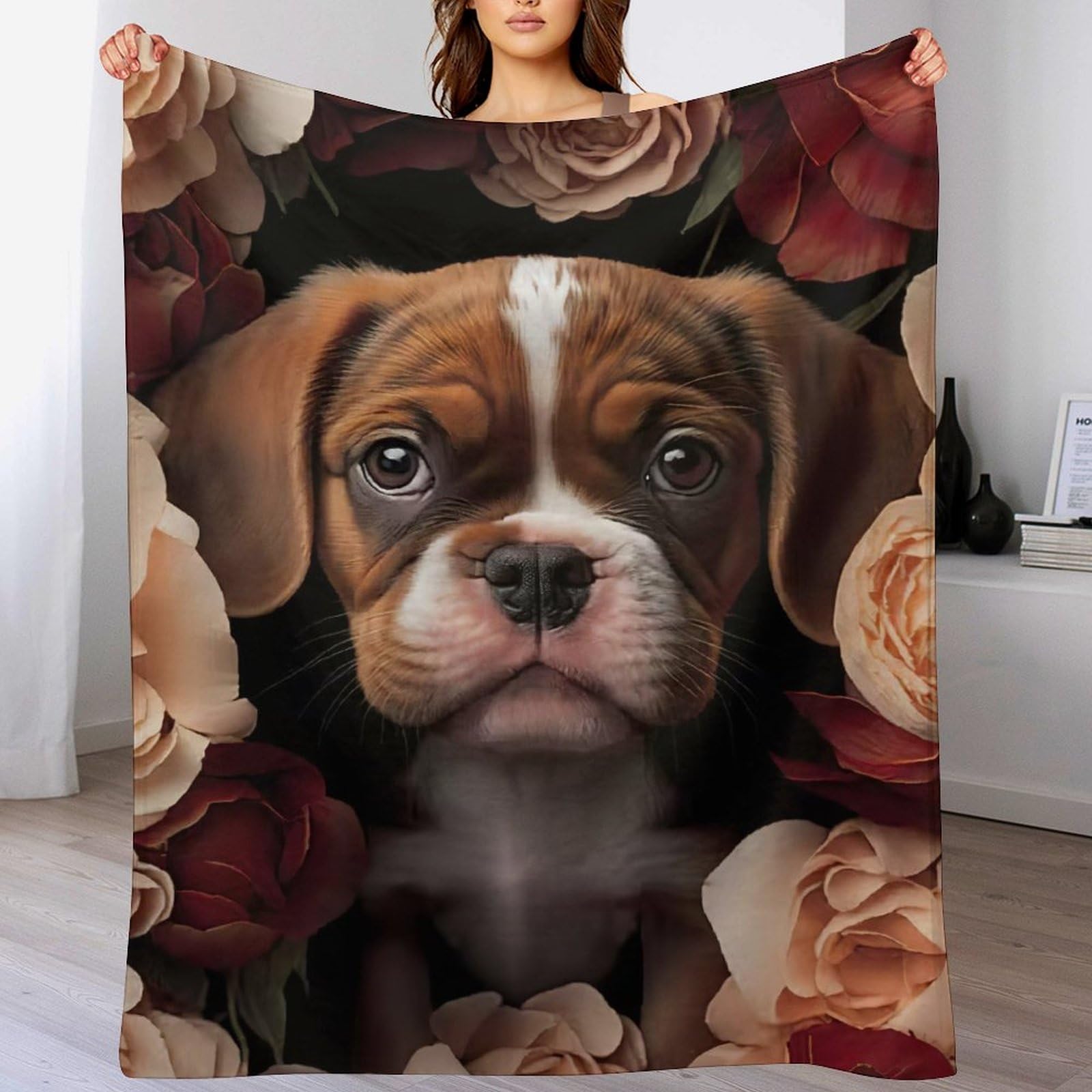 Couverture polaire chien 130x180cm plaid canapé en flanelle