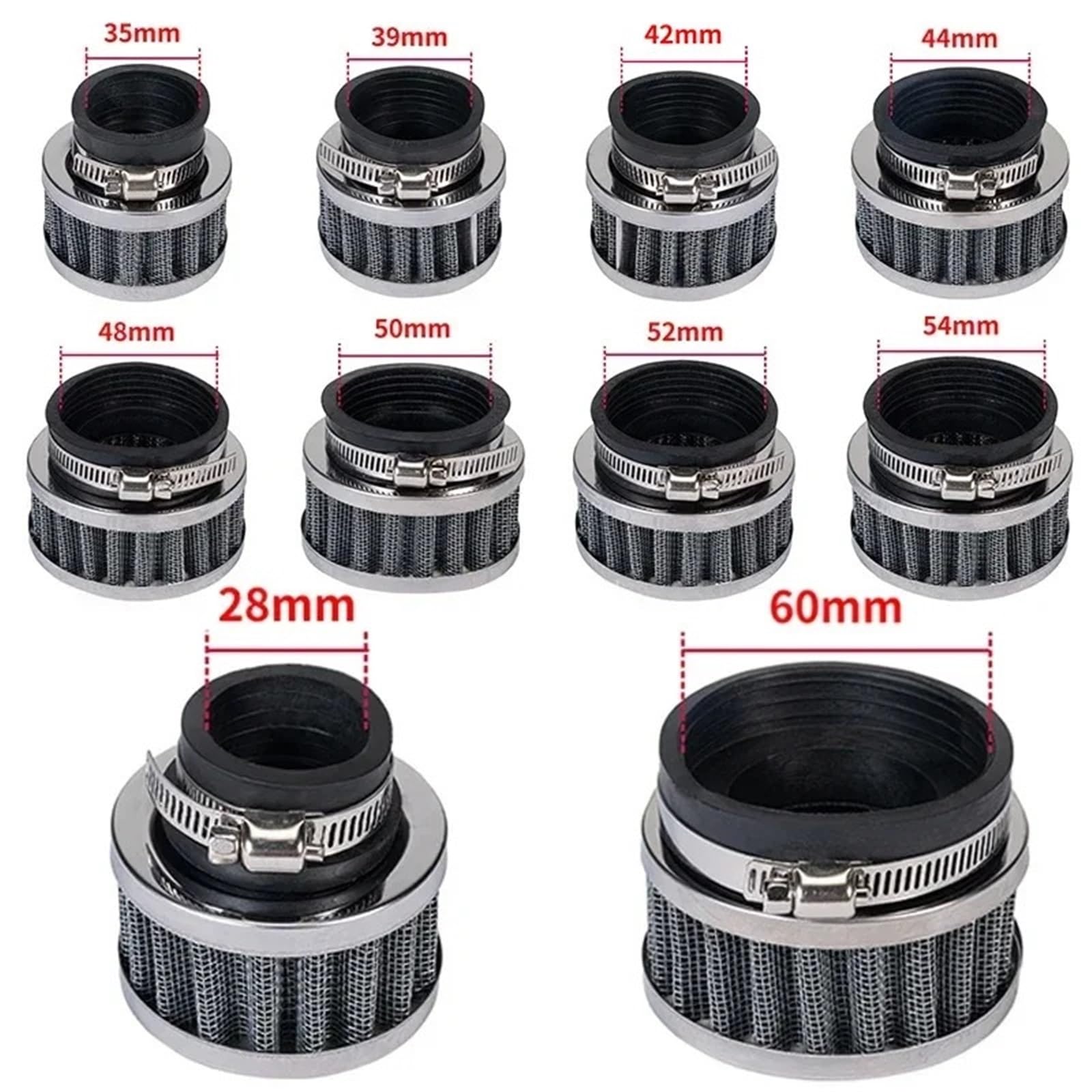 Filtr powietrza wydajnościowy motocykl Pasuje do Honda Kawasaki Yamaha 50mm Moto Filtr powietrza Motocyklowy filtr 28-60mm Wysoki przepływ(39mm)