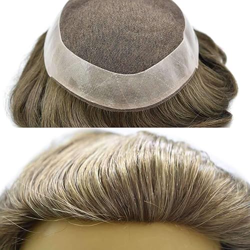 Toupee de cabello humano para hombre, con base de encaje suizo, sistema de reemplazo de cabello, piezas de cabello, sistema de cabello de encaje