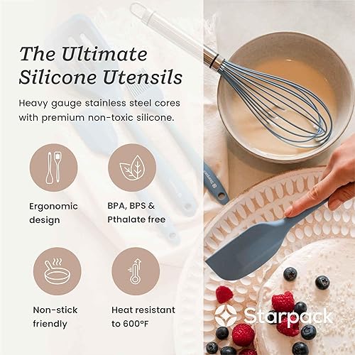 Miniatura 2 de StarPack - Batidores de silicona de alta calidad para cocinar, batir material de silicona con alta resistencia al calor de 600 F - Batidor de cocina