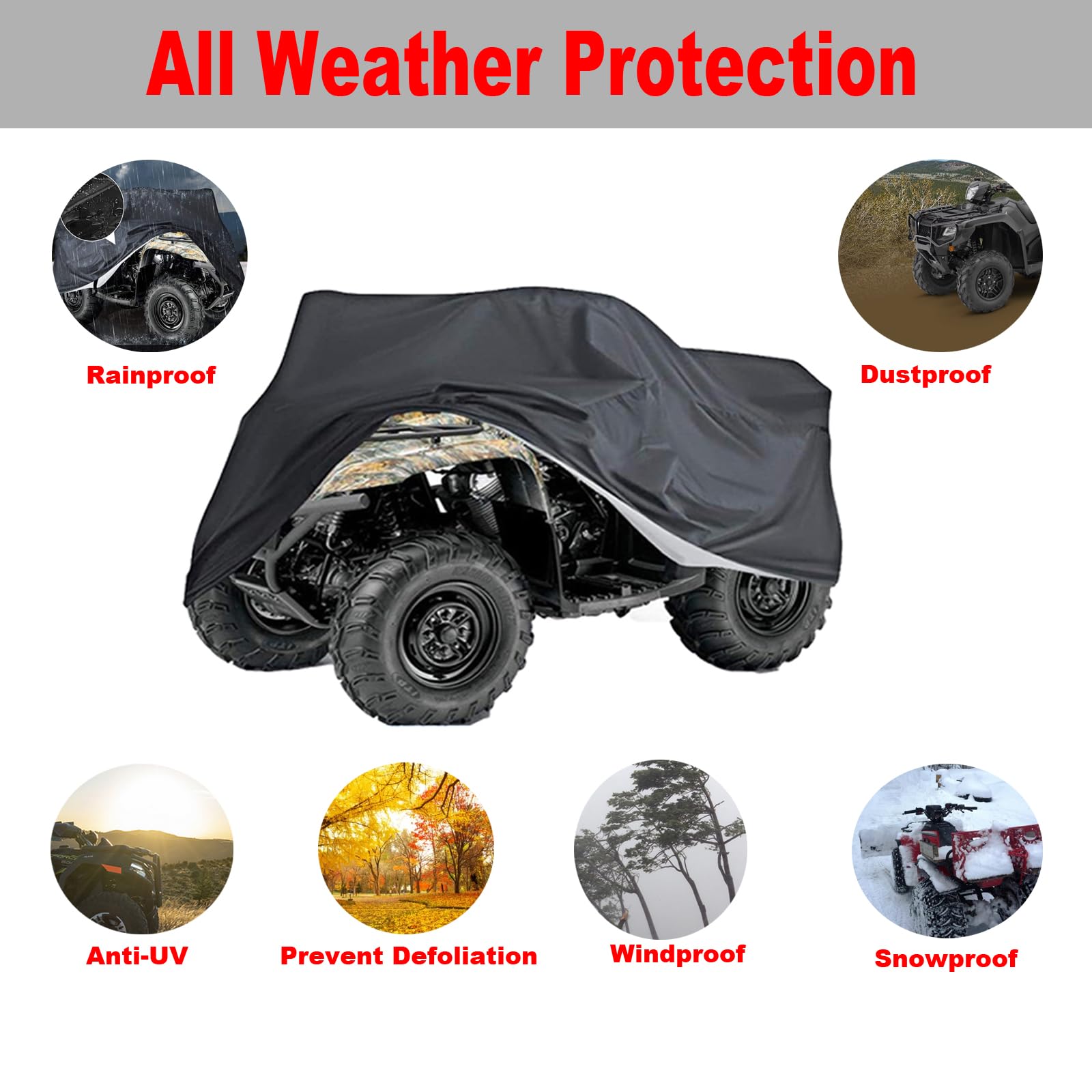 Carmoeignin ATV Cover All Weather Waterproof for Honda TRX 250 Rancher 350 420 Foreman 520 Polaris Sportsman Yamaha Big Bear 400 Kodiak 700 Suzuki Boulevard (2XL-86.61