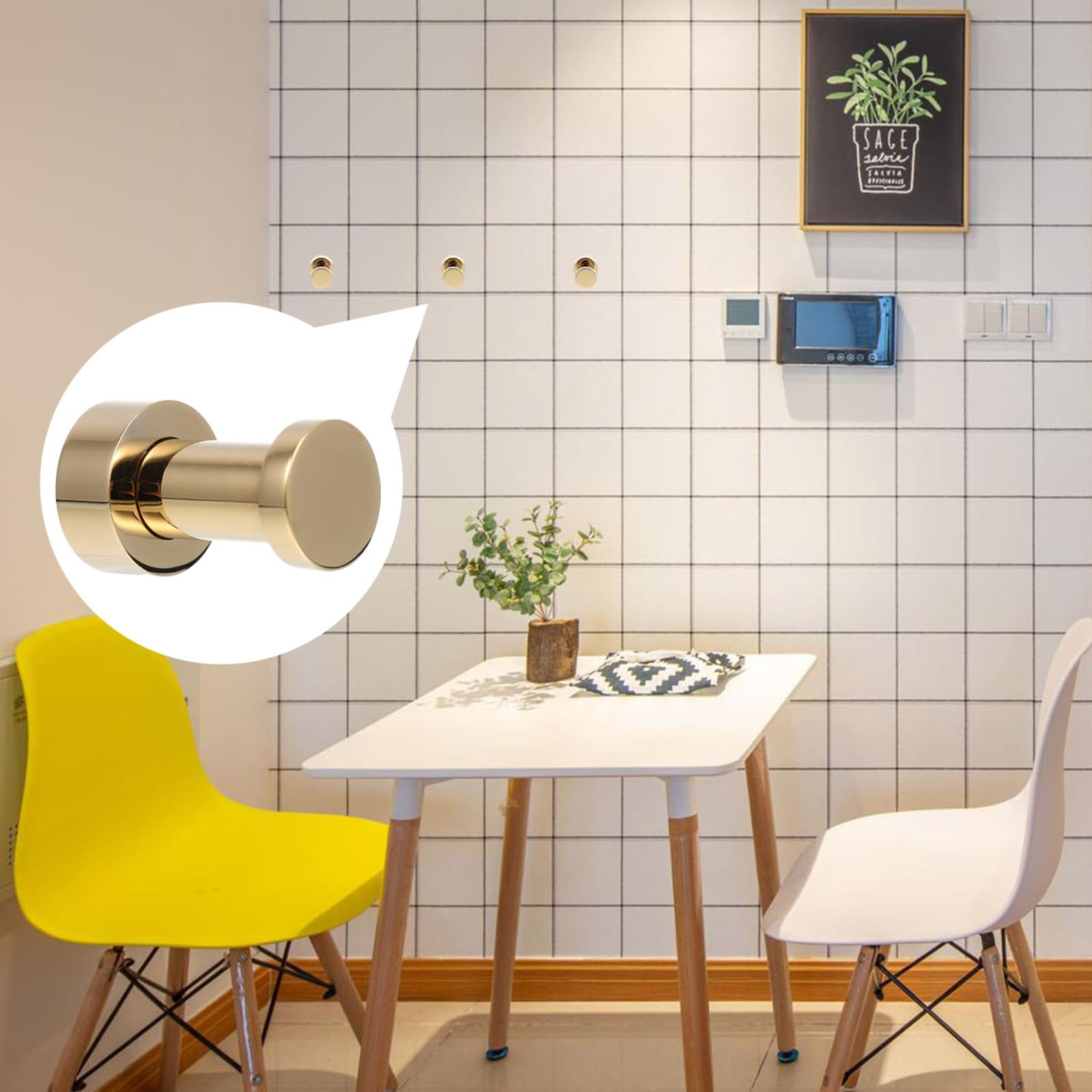 6piezas Ganchos De Towel De Latón Para Baño Colgadores Redondos Para Toallas y Instalación Puerta o Pared