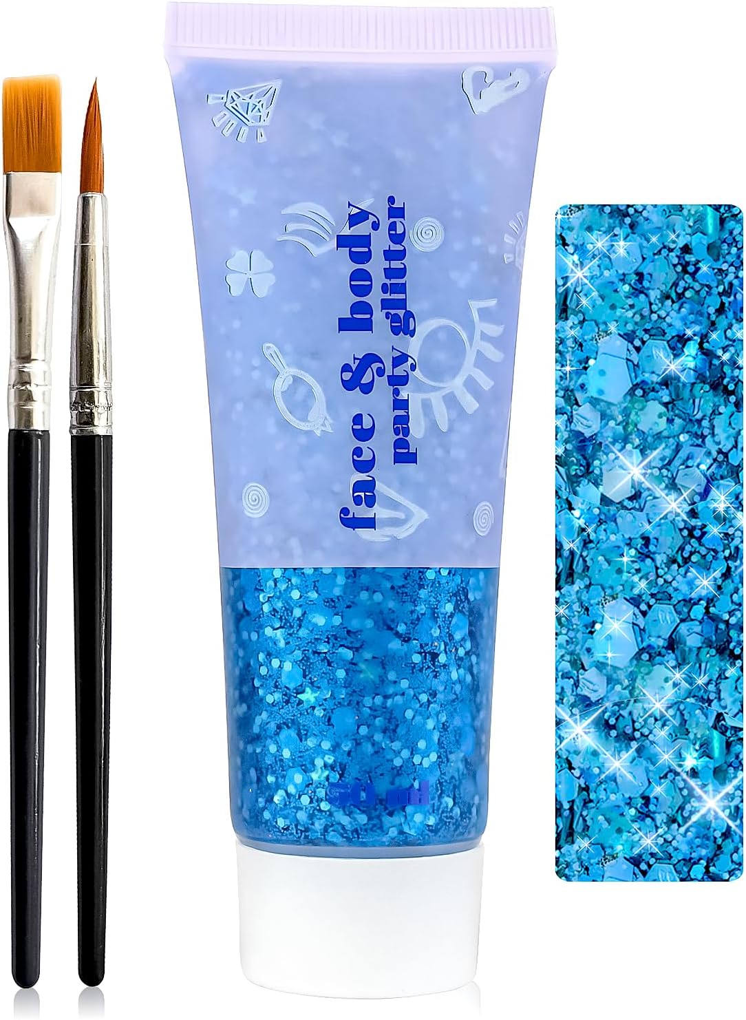 Blue Body Glitter Gel 1.76 Oz, Face Glitter Makeup