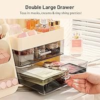 Vista 5 de Aveniee Makeup Organizer with Drawers, Large Bathroom Countertop Storage for Vanity, Cosmetic & Skincare Display Case for Brushes, Perfumes