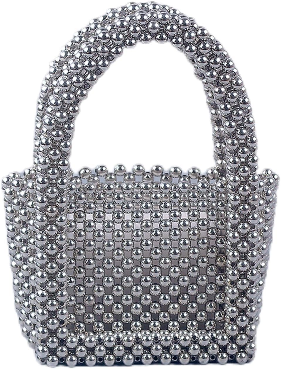 SHESRA Luxury Pearl Purses Shoulder Bag for Women Pearl Bag Handmade Bags Women's Crossbody Beaded Clutch Evening Bag Wedding Party Bridal Party Gifts 20