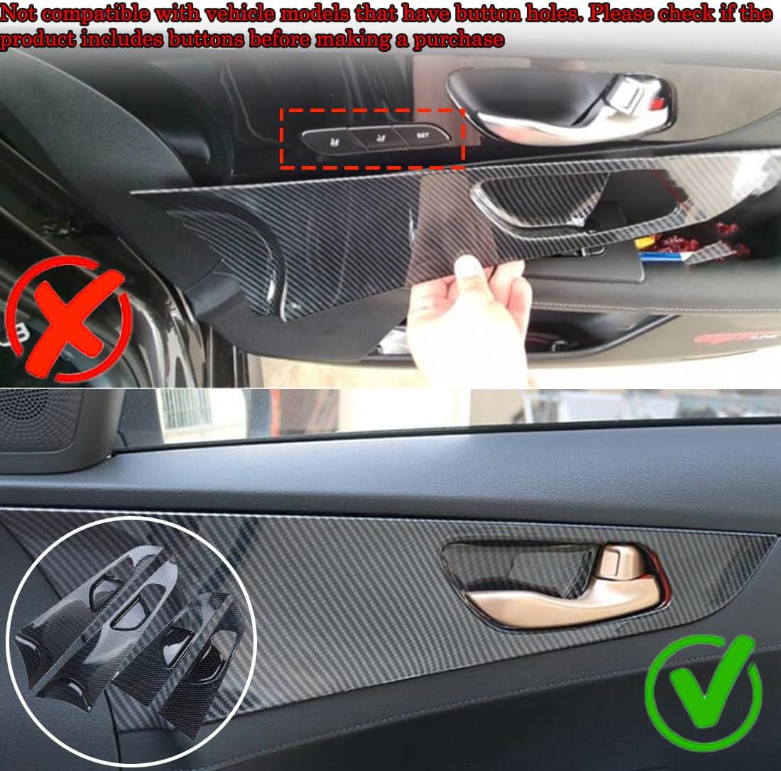 Inner Door Pull Handle Bowl Decoration Panel Protect Cover Trim for Kia Forte K3 2019 2020 2021 2022 2023 2024 - ABS Wine red Sport Interior Accessories