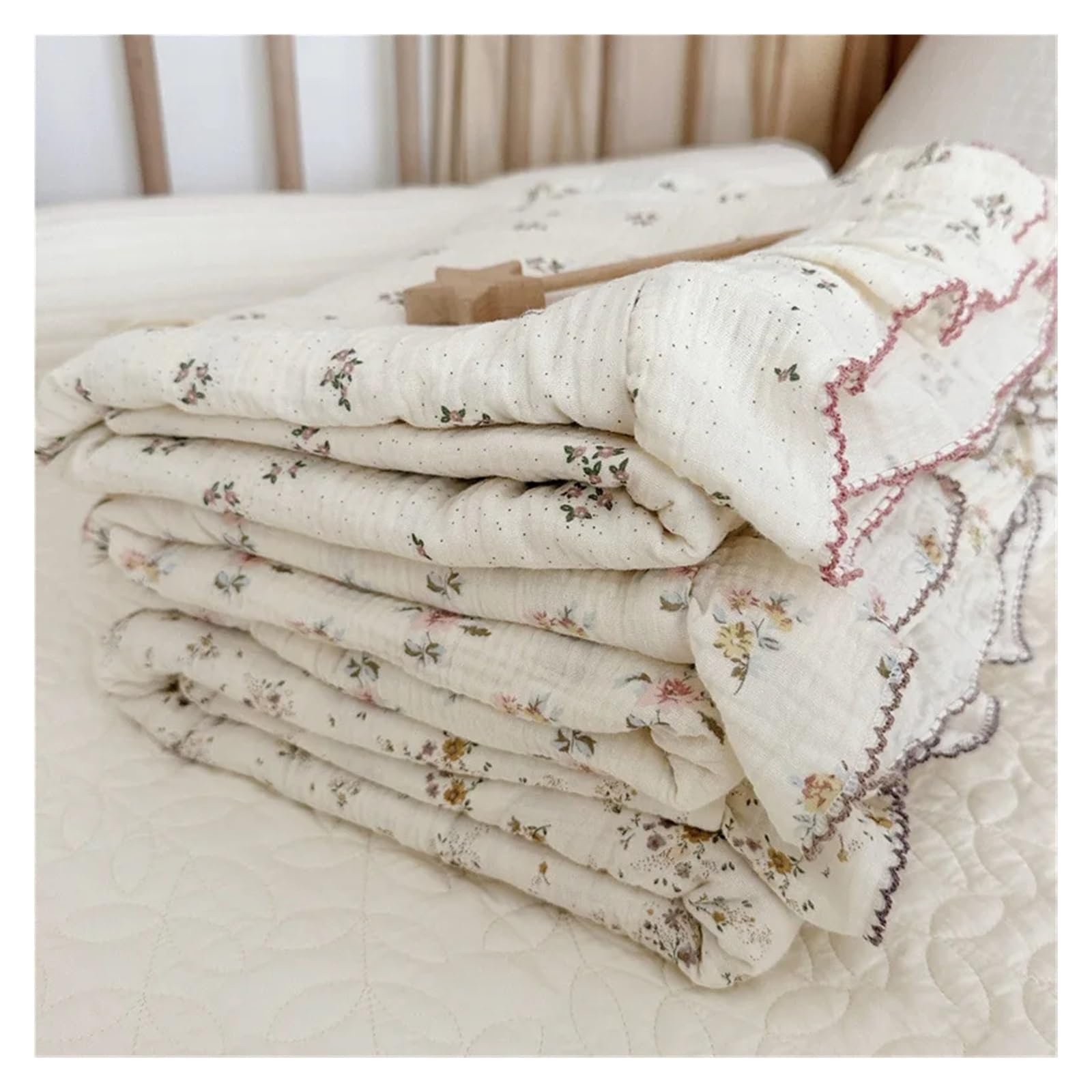 Juego de edredón de 3 piezas, juego de ropa de cama de muselina de algodón para cuna, funda de edredón y funda de almohada, sin relleno