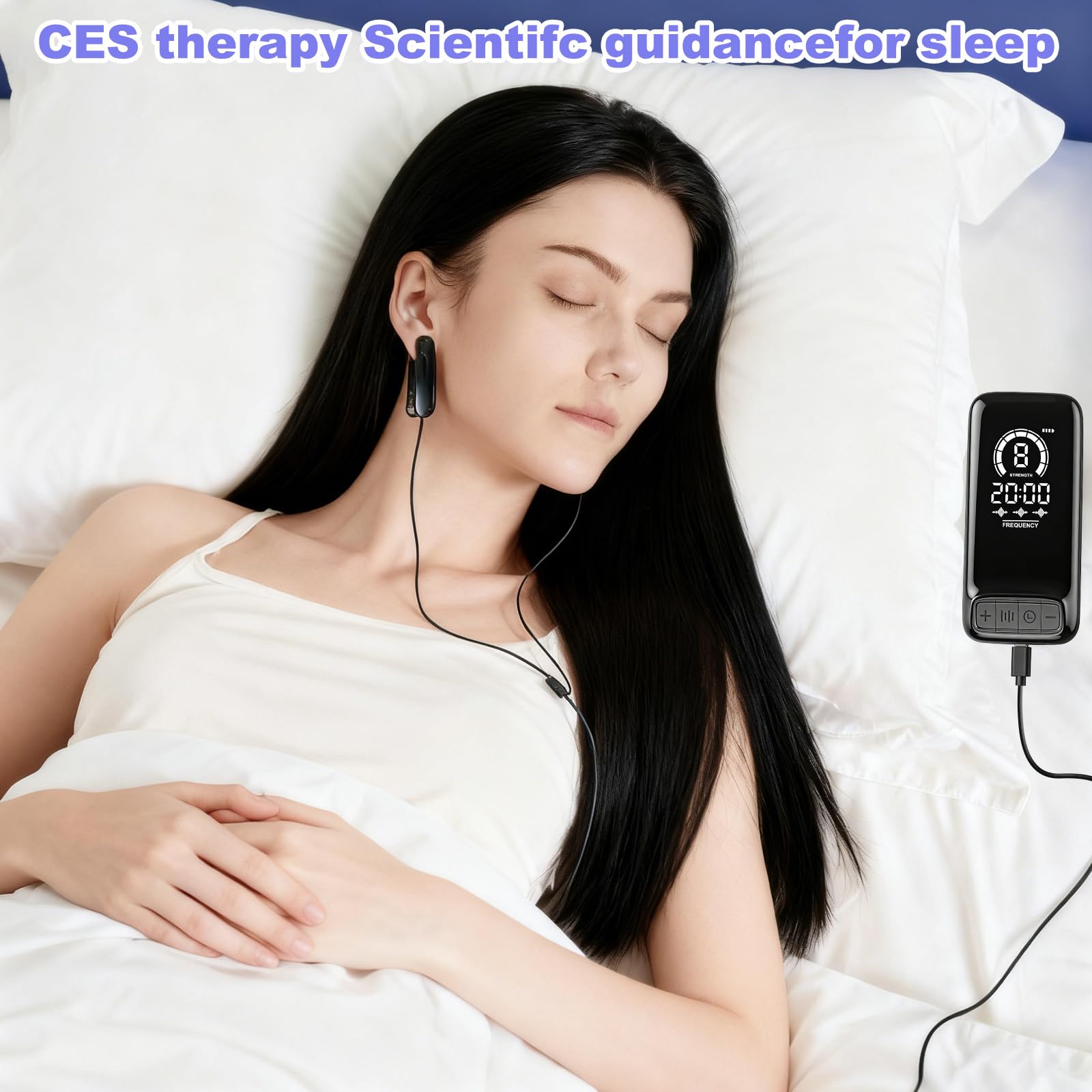 Vagusnervstimulation Schlafhilfegerät mit Ohrclips Mikrostrom 3 Modi 9 Stärken TYPE-C Aufladung