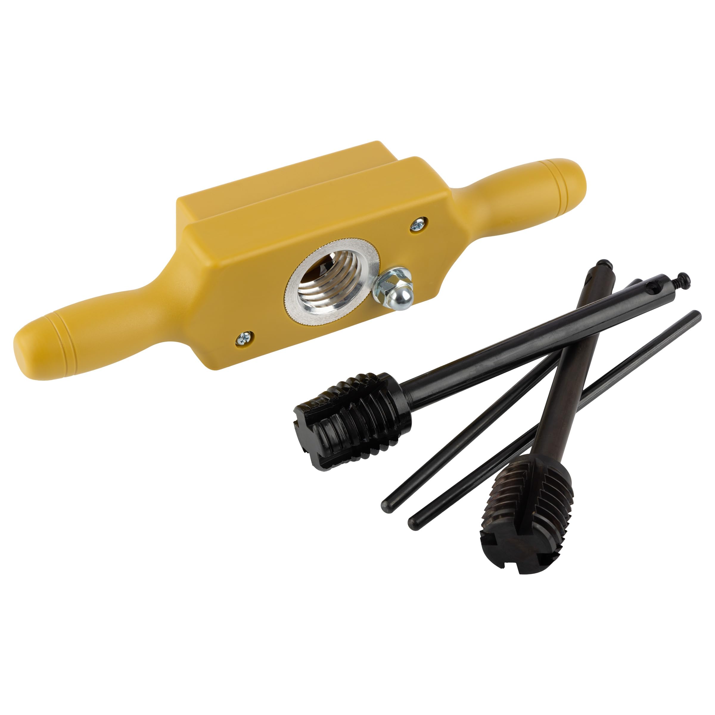 Kings County Tools Tap and Die Set | 1 Inch Size | Cuts Male & Female Wooden Threads | Two-Handed Thread Box | Bottoming Tap | Long-Lasting Hardwood | Aluminum Wear Fittings