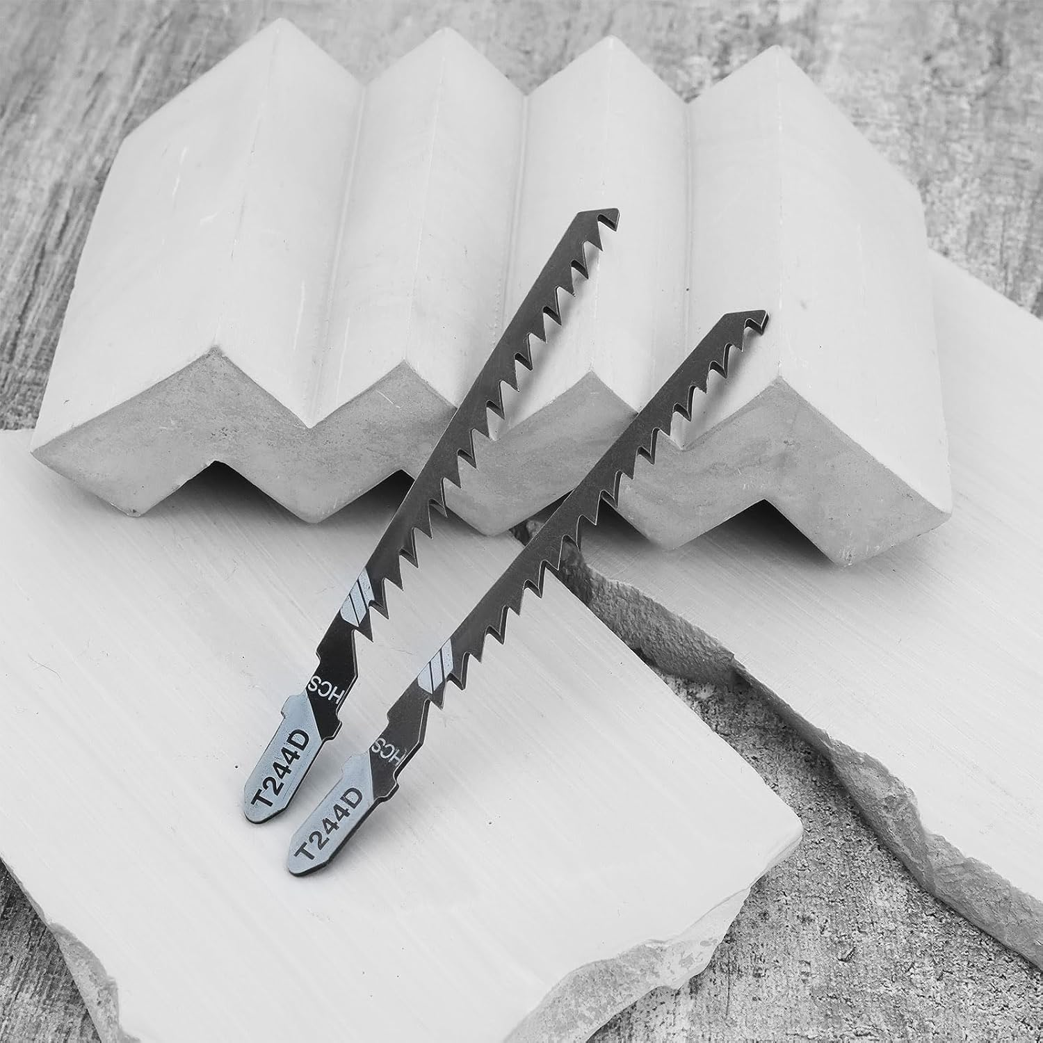 Create Idea 20pc T244D T-Shank Jigsaw Blades, HCS 65Mn, 100mm, 6TPI, Curve Cutting, Wood (Soft, Hard, Plywood, Composite)