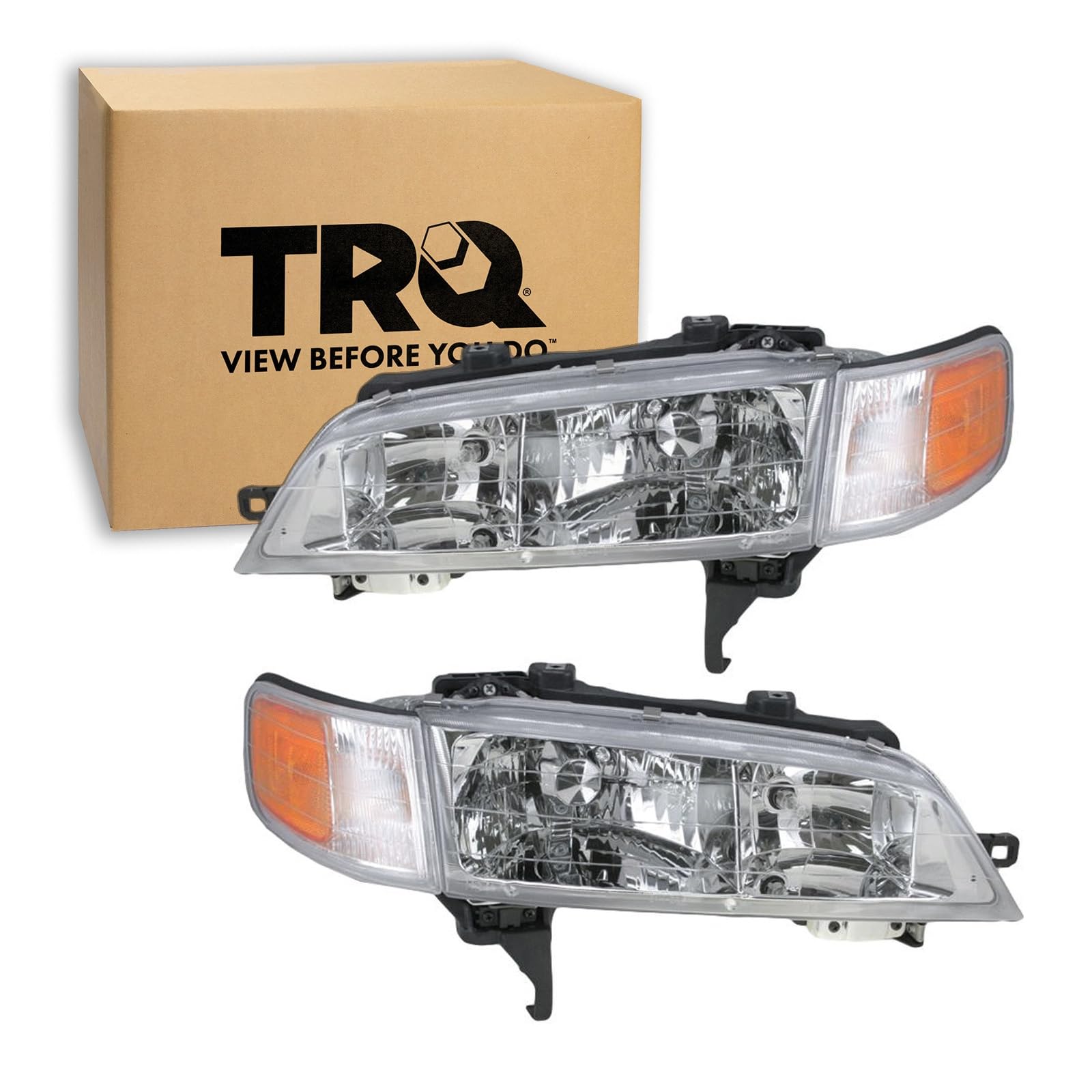 TRQ Headlight Assembly Set HO2502106 HO2503106 Compatible with 1994-1997 Honda Accord