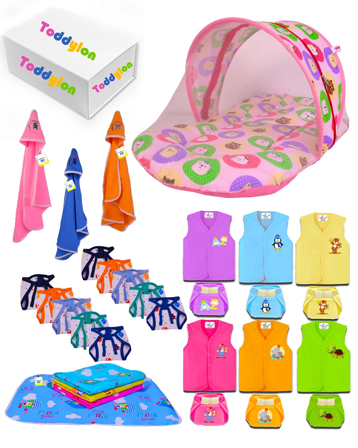 Toddylon Newborn Baby Gift Set New Born Essential Clothes & Bedding for Baby Boys & Baby Girls (0-6 Months) Pink-image-38