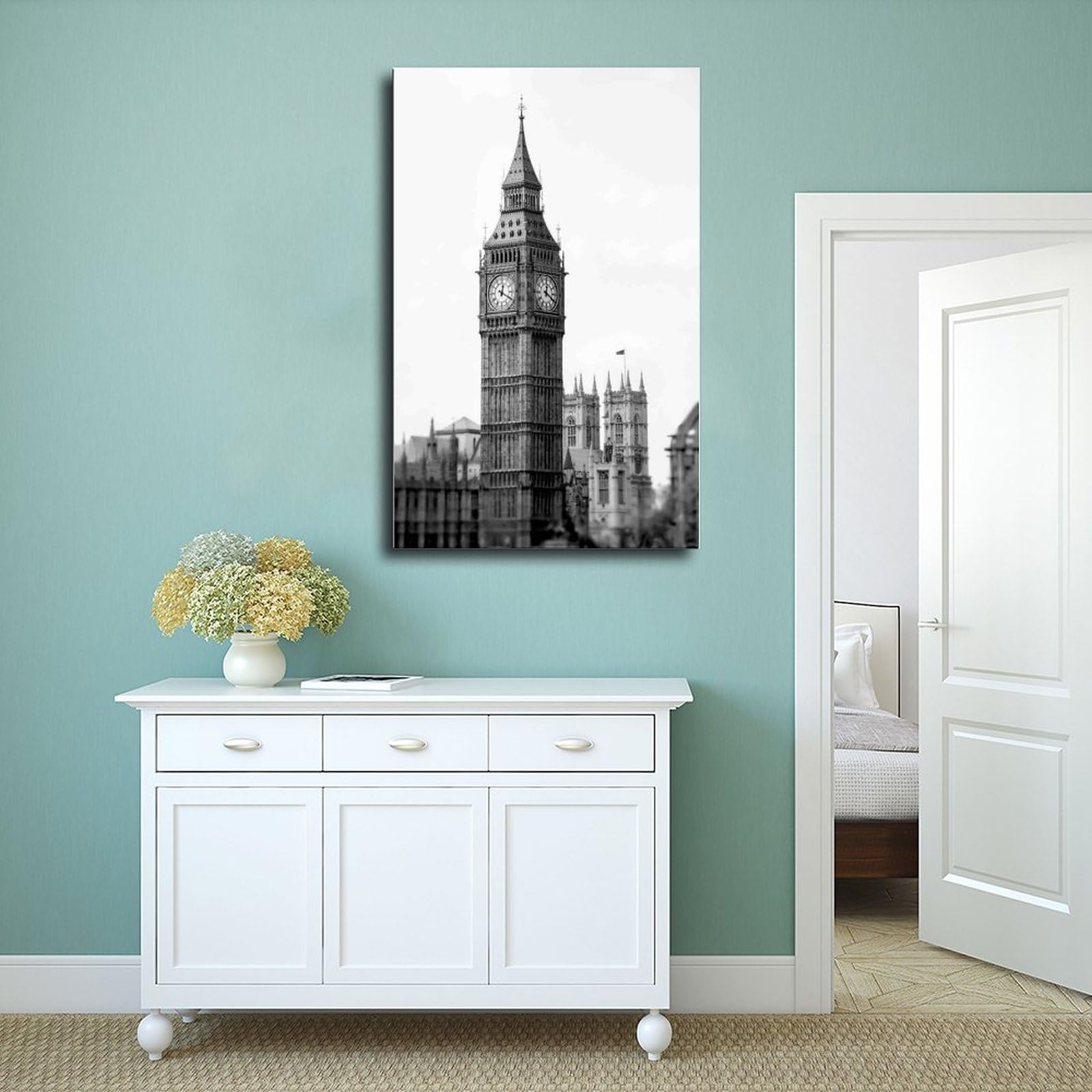 Toile Imprimée Paysage Londonien Big Ben – 30,5x45,7 Cm Encadrée Prête à Accrocher – Ambiance UK Chic !