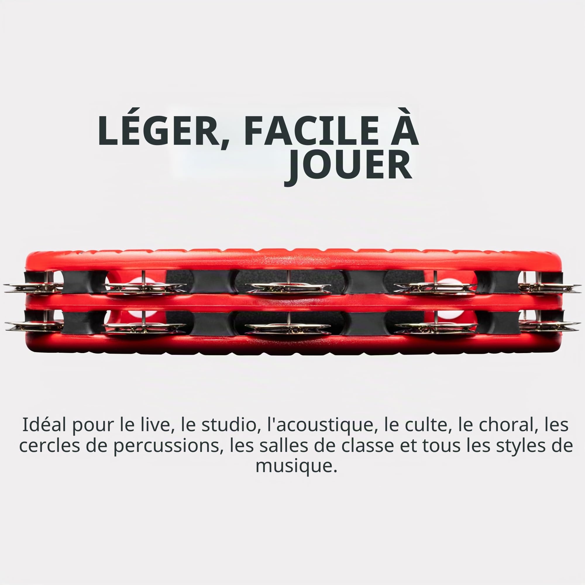 Meinl TMT1R Tambourin à main, clochettes acier,rouge - Tambourin