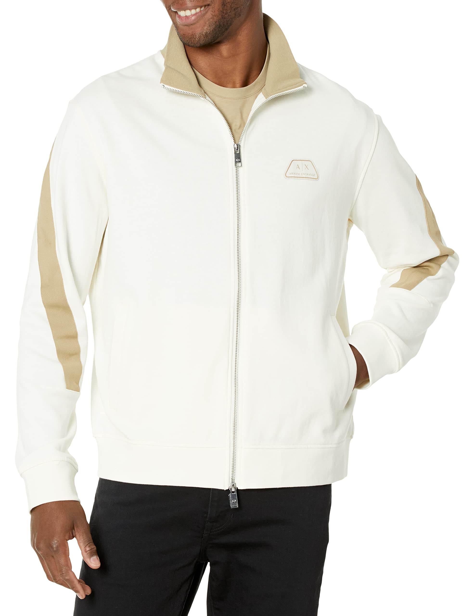 Armani Exchangemens Diagonal Colorblock Sleeve Track Jacket Sweatshirt Sweatshirt