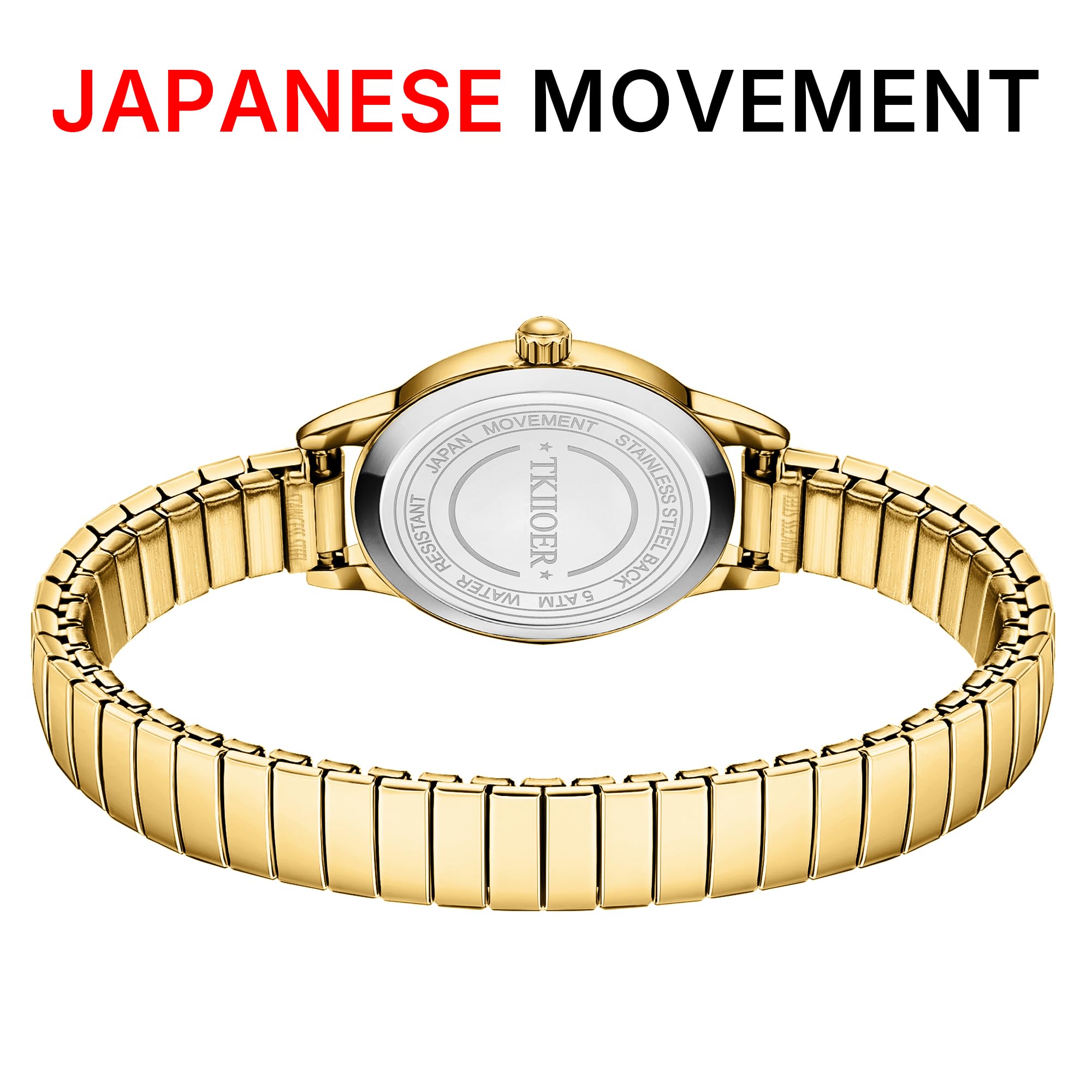 TKIIOER Orologio analogico da donna, quadrante analogico da donna, quadrante facile da leggere, cassa ovale, cinturino di espansione in acciaio inossidabile, orologio impermeabile