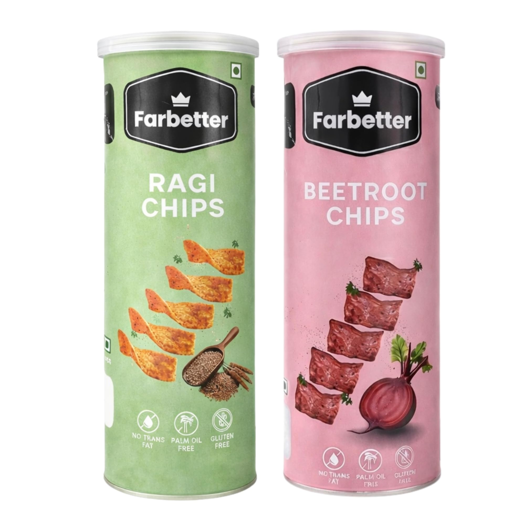 FARBETTER Ragi chips & beetroot chips pack of 2| Healthy & Crunchy snack | No Palm Oil, Trans Fat Free | 140 gm Jar x 2-image-49
