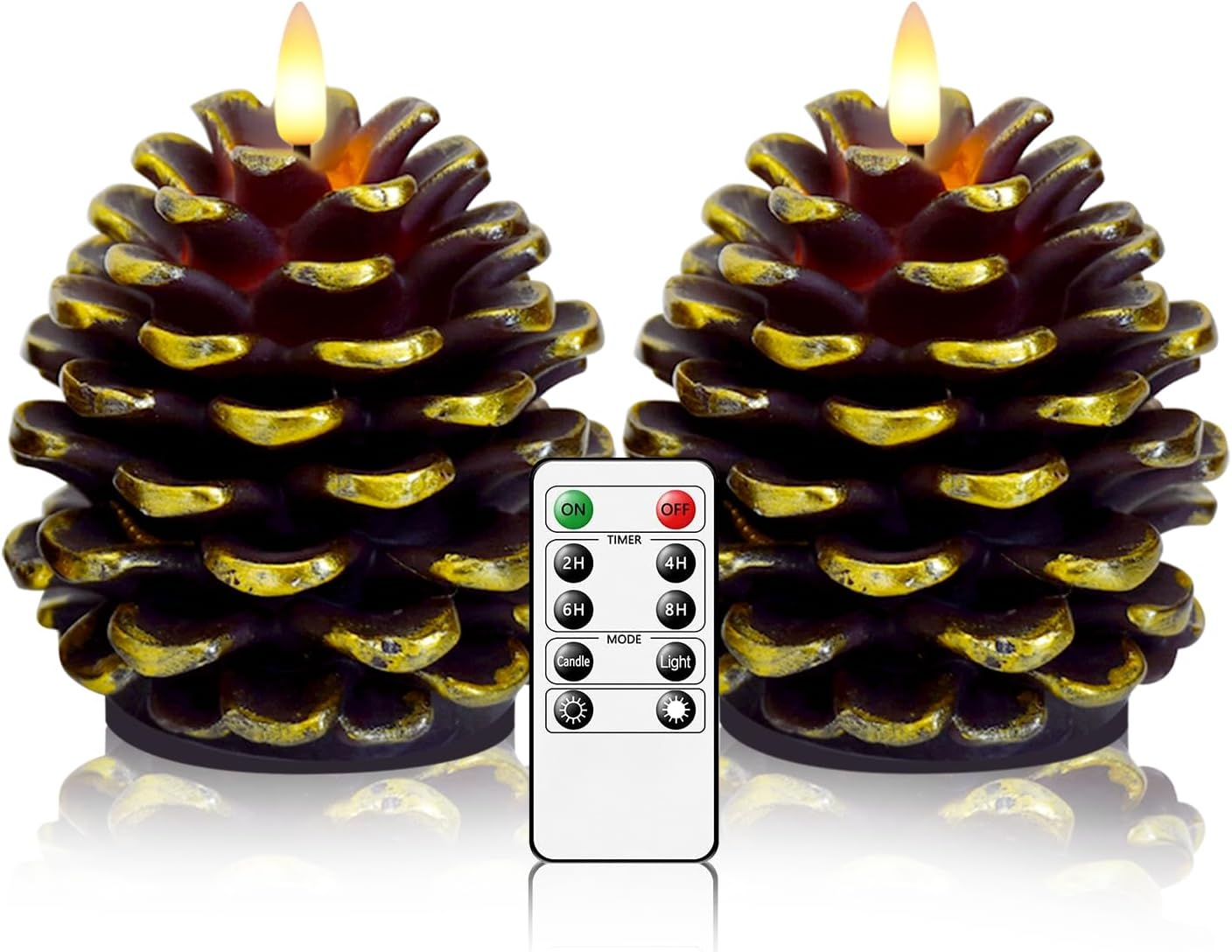kakoya Flickering Flameless Candles with Remote,3 Pcs Glass Real Wax LED Pillar Candles Battery Operate with Embedded Star String for Home Decoration Christmas Gifts