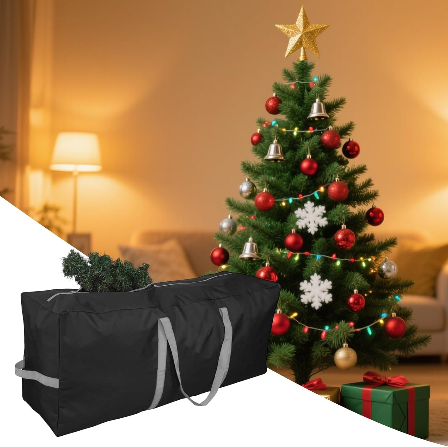 クリスマスツリー収納バッグ,クリスマス収納オーガナイザー - ヘビーデューティ ホリデー用品 オーガナイザー - 寮 アパート リビ