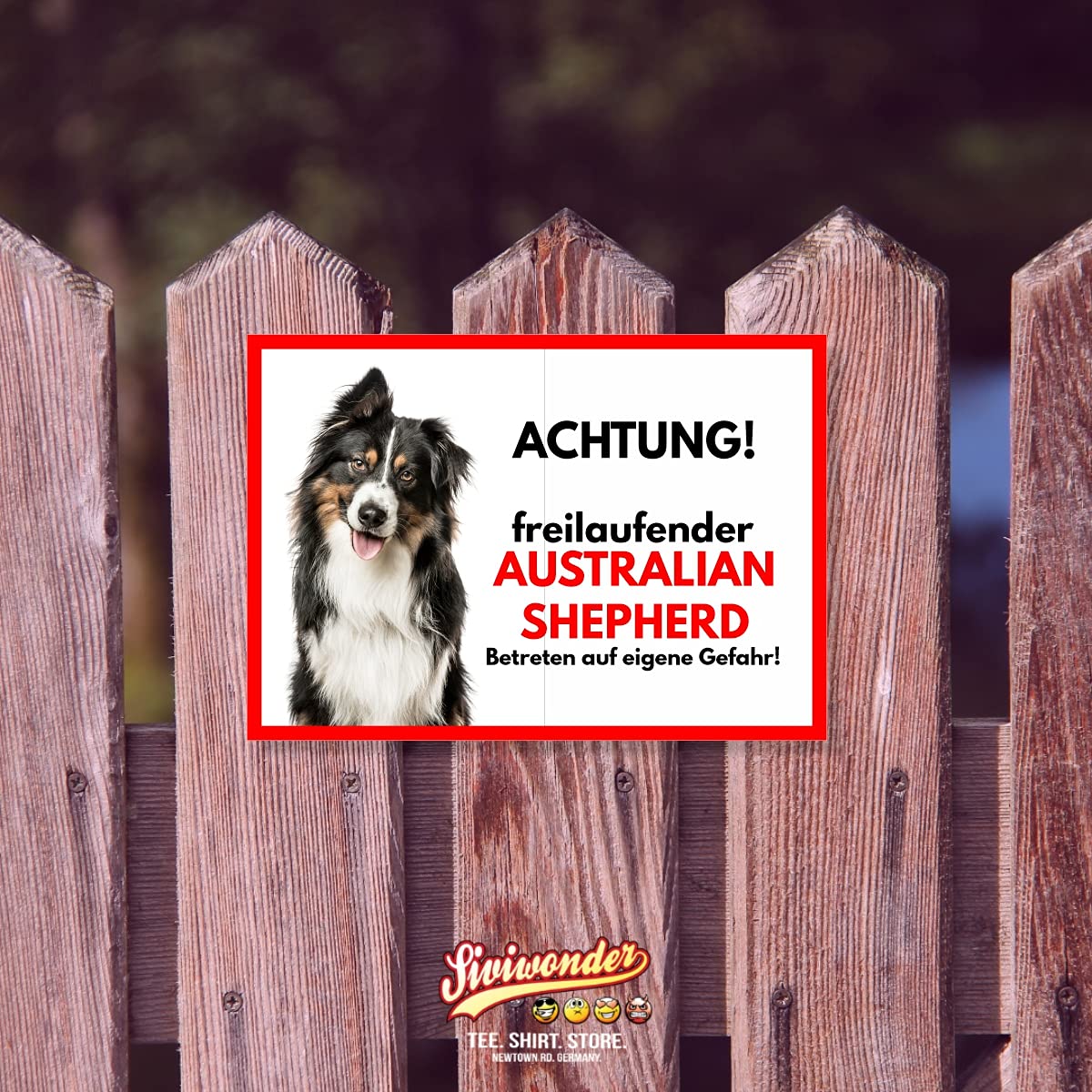 Warnschild 'Freilaufender Australian Shepherd' – 20x14 Cm Aluverbund, Wetterfest – Perfekt Für Tür, Zaun & Als Hundefan-Geschenk