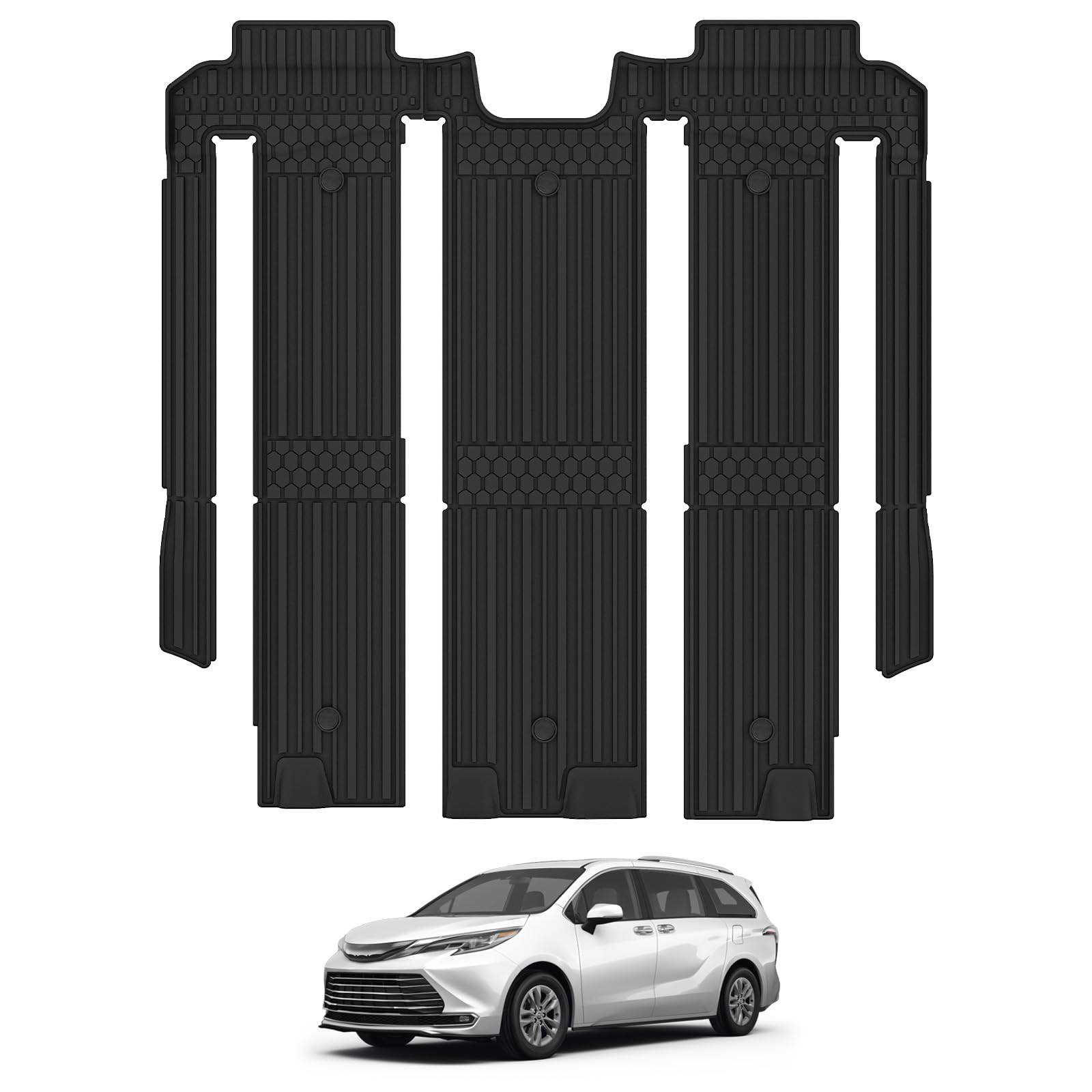 3W Floor Mat for Toyota Sienna 2021-2026 (Only for 7 Seat), TPE All Weather Custom Fit Floor Liner for Toyota Sienna 2nd and 3rd Row Car Liners(Not Fit 2025 2026 Platinum Edition)