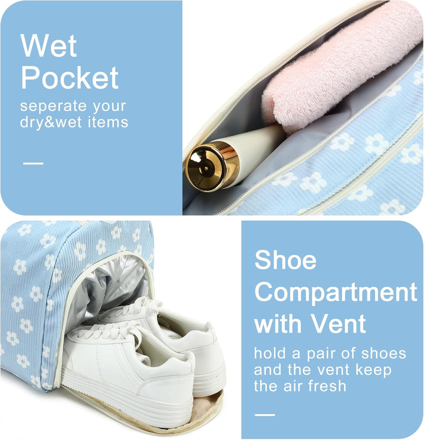 BLUBOON Duffle Bag Girls Kids Cute Gym Bag with Shoes Compartment & Wet Separation Waterproof Sports Overnight Travel Bag - Image 4