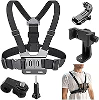 Vista 1 de Soporte ajustable para arnés de correa de pecho para teléfono móvil, negro, compatible con iPhone, GoPro Hero, cámaras de acción DJI Osmo