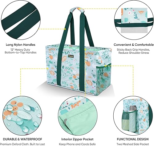 Miniatura 5 de BALEINE Bolsa de Utilidad Suave Extra Grande de 9 Galones, Bolsa de Almacenamiento Plegable Reutilizable (Spring Stroll)