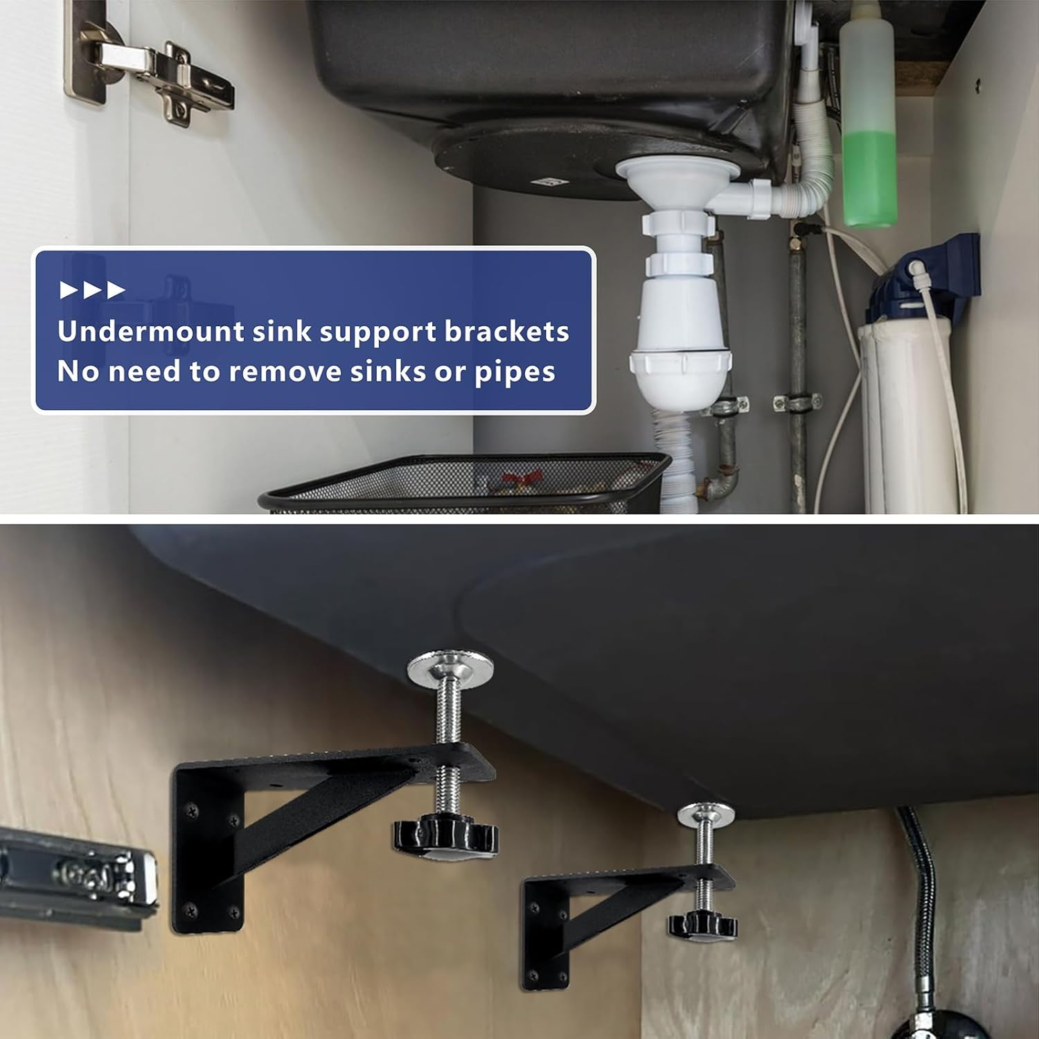 4 Pcs Undermount Sink Brackets, Undermount Sink Support, Undermount Sink Repair kit, Sink Bracket for Kitchen, Undermount Sink Brackets for Narrow Cabinet