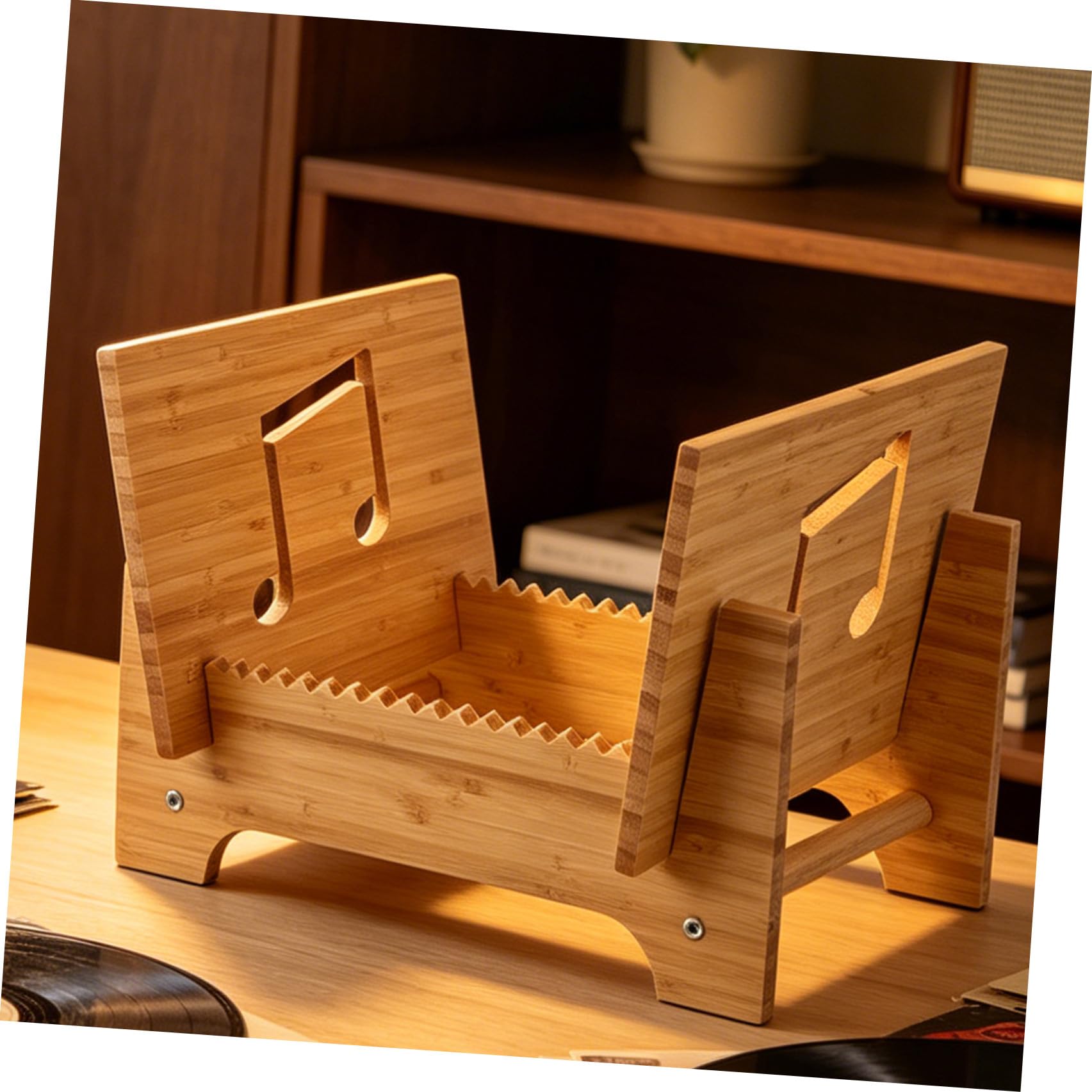 SHINEOFI Porta Vinili in Legno Massello per Collezione Dischi Struttura Robusta e Design Raffinato per Salotto o Studio Supporto Pratico per Dischi in Vinile