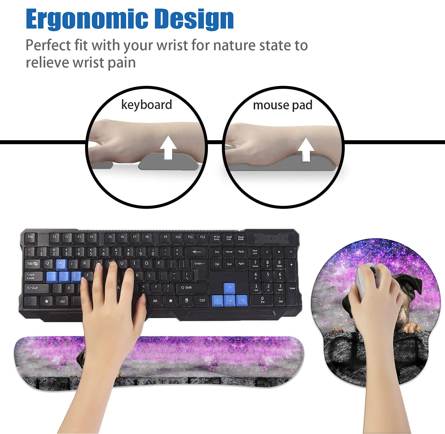 Gaming Handgelenkauflage Set – Mauspad & Tastaturauflage, Ergonomisch, Rutschfest, Mit Drache-Muster