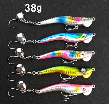 Surpriseルアー エビ型メタルジグ 38g 5個セット スピンテール付 ルアー サーフ 港 堤防 河口 海釣り 遠投 シーバス 青物 大人気商品