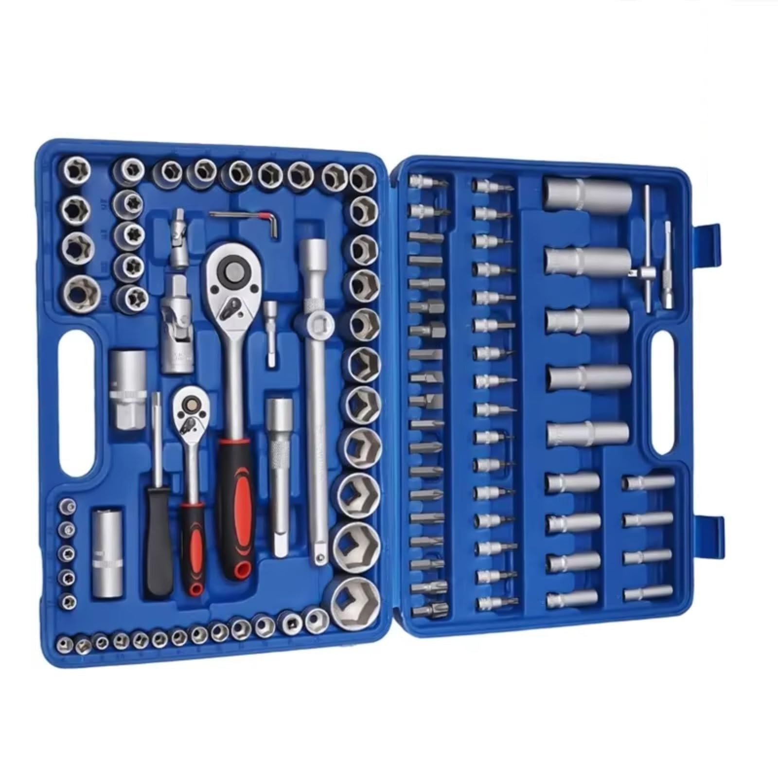Coffret a cliquet dents et douilles Clé À Cliquet Multifonction Pour Voiture Douille Voiture Roue Mécanicien Automobile Kit D'outils Couple Manuel Boîte À Outils Réparation À Domicile 108 Pièces