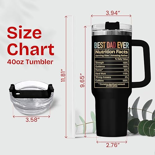 Miniatura 2 de 34HD Racoon Gifts - Vaso con asa y pajita, acero inoxidable de 40 onzas, regalos de cumpleaños para papá, hombres, marido, papá