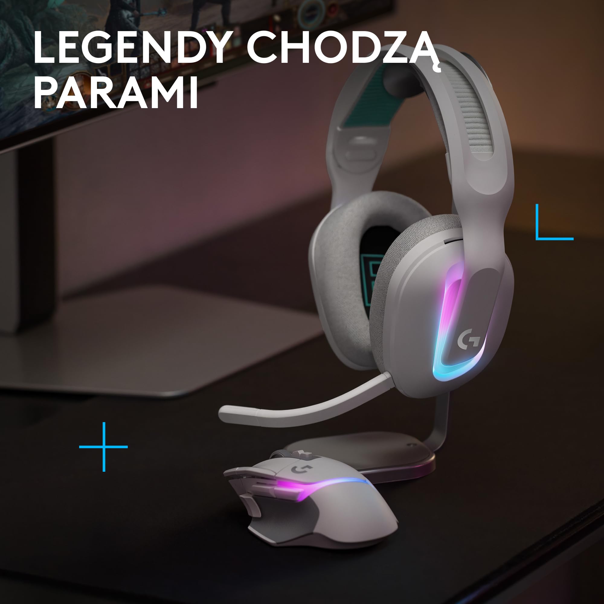 Logitech G G522 bezprzewodowy zestaw słuchawkowy do gier i bezprzewodowa mysz do gier G502 X PLUS–zestaw myszy i słuchawek LIGHTSPEED z podświetleniem RGB LIGHTSYNC – kompatybilne z PC/Windows-Biały