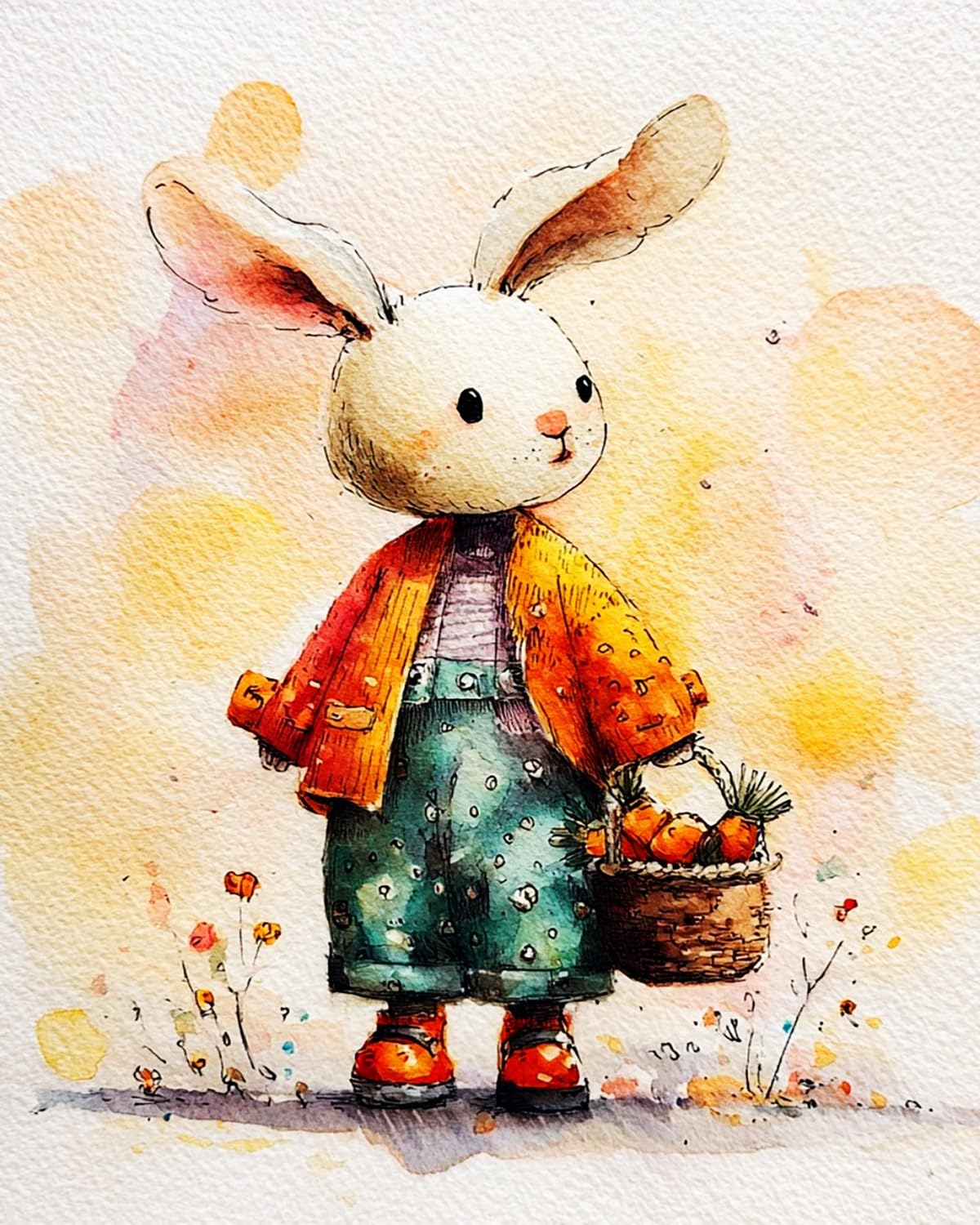 Liubaishi Multicolour Paint By Numbers For Adults, Basket Bunny, 40X50 Cm Acrylic Canvas Kit With Brushes And Paints