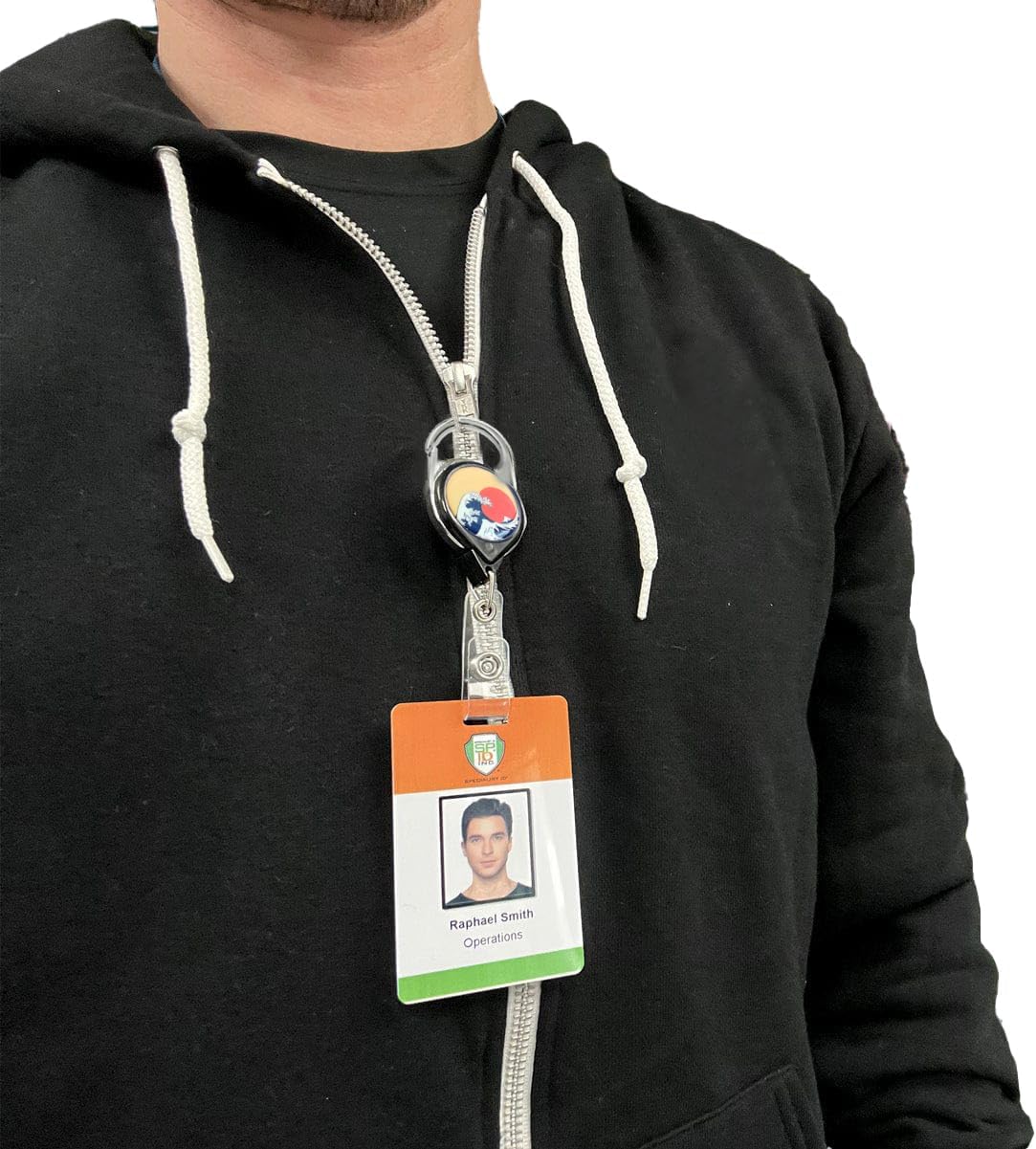 Bulk 100 Pack - Bulk Carabiner Custom Badge Reels Retractable - Personalized Badge Reels with No Twist ID Clip for Nurses, Teachers - Customize with Logo, Brand Name or Design by Specialist ID (Blue)