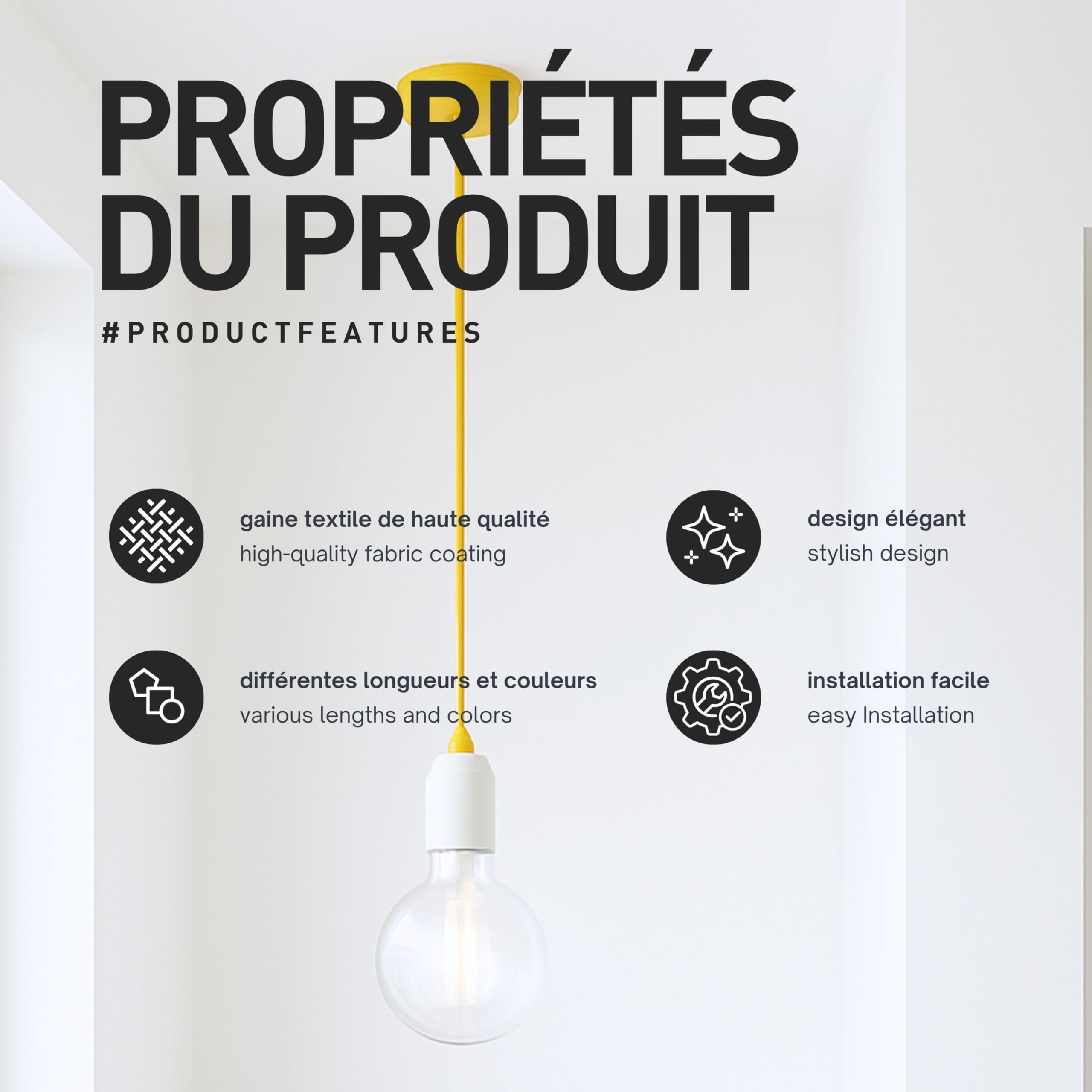 smartect Cable Electrique Textile Jute, Fil Electrique Tissu de 10 Mètres, 3 Conducteurs (3 x 0,75mm²) Cable Tissu Lampe pour Les Projets de Bricolage