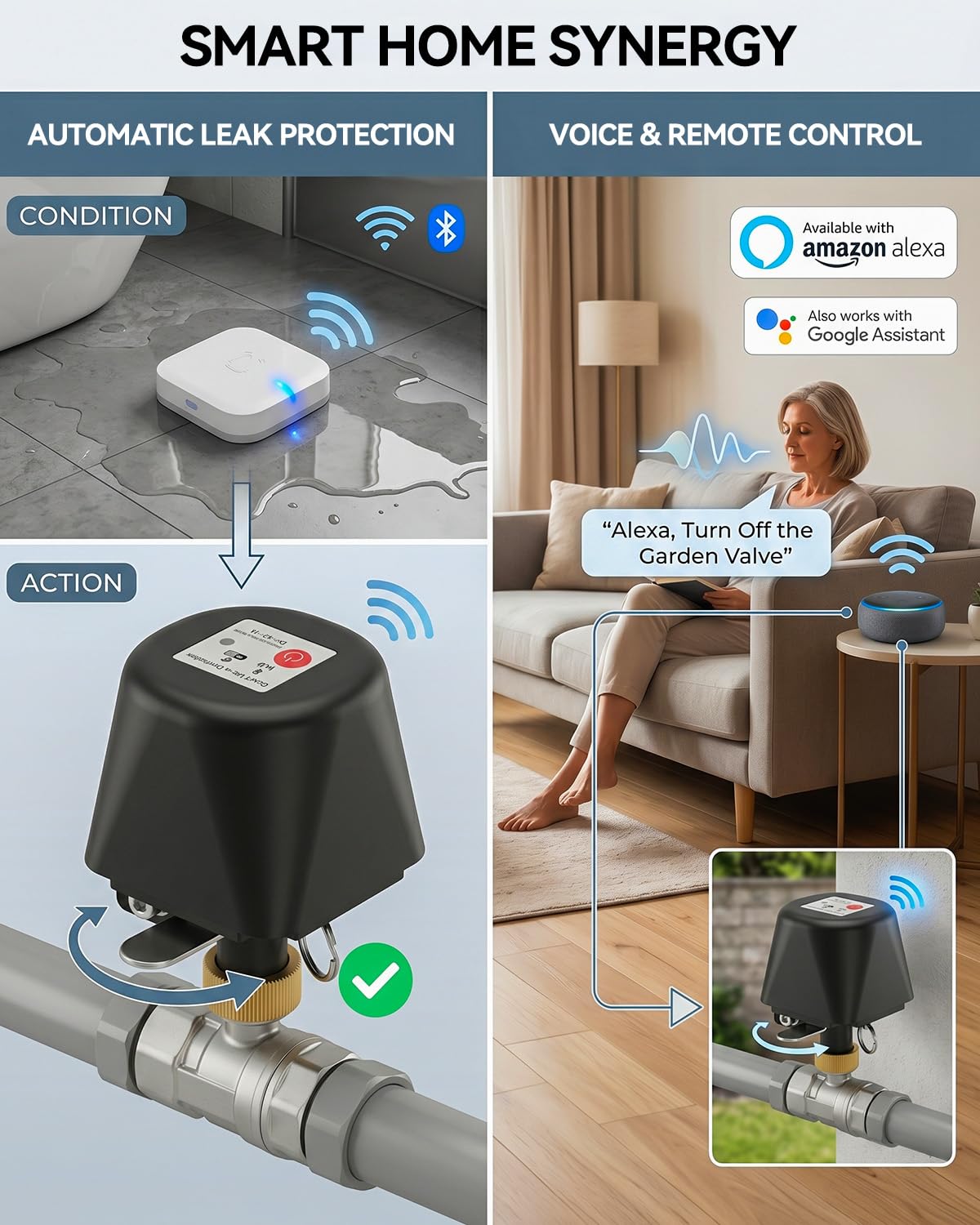 Smart Ball-Wasserventil, App-Steuerung, 4 Timer-Modi für automatische Steuerung, unterstützt 2,4-GHz-WLAN, verschiedene Größen wählbar, Edelstahl, Upgrade-Version, Smart Valve for 1" Pipe