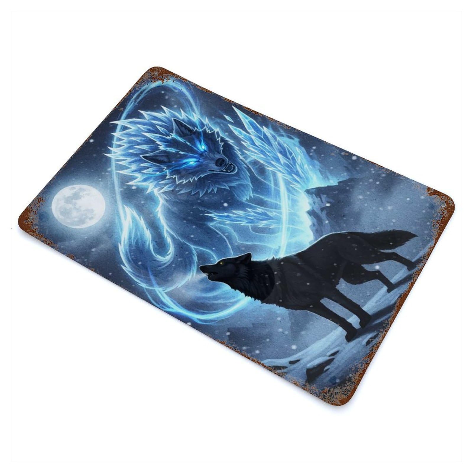 Winter Wolves And Moonlit Majesty Retro Metal Sign 11.8"x7.9", Rustic Home Decor for Garage, Pub Or Kitchen
