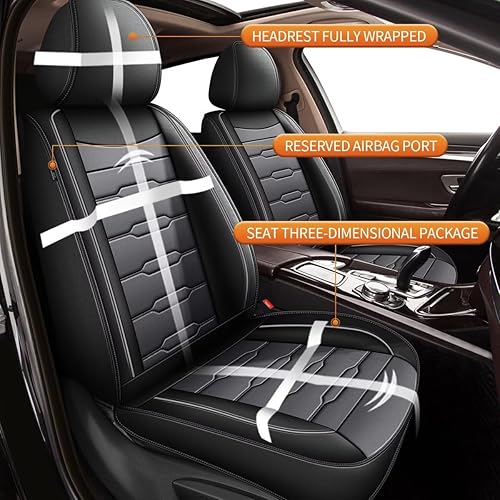 Miniatura 10 de AOMSAZTO Funda de asiento de coche compatible con Hyundai Venue 2020 2021 2022 2023 2024 solo 2 asientos delanteros de cuero protector de cojín de