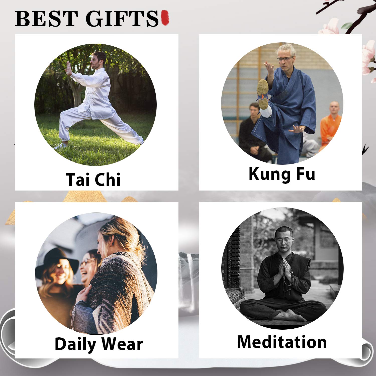 BBLAC 2KEY Vêtements d'arts martiaux | Uniformes traditionnels chinois pour Tai Chi et Wing Chun | Costume unisexe fabriqué en soie de lait | Costumes légers pour la méditation et le qigong