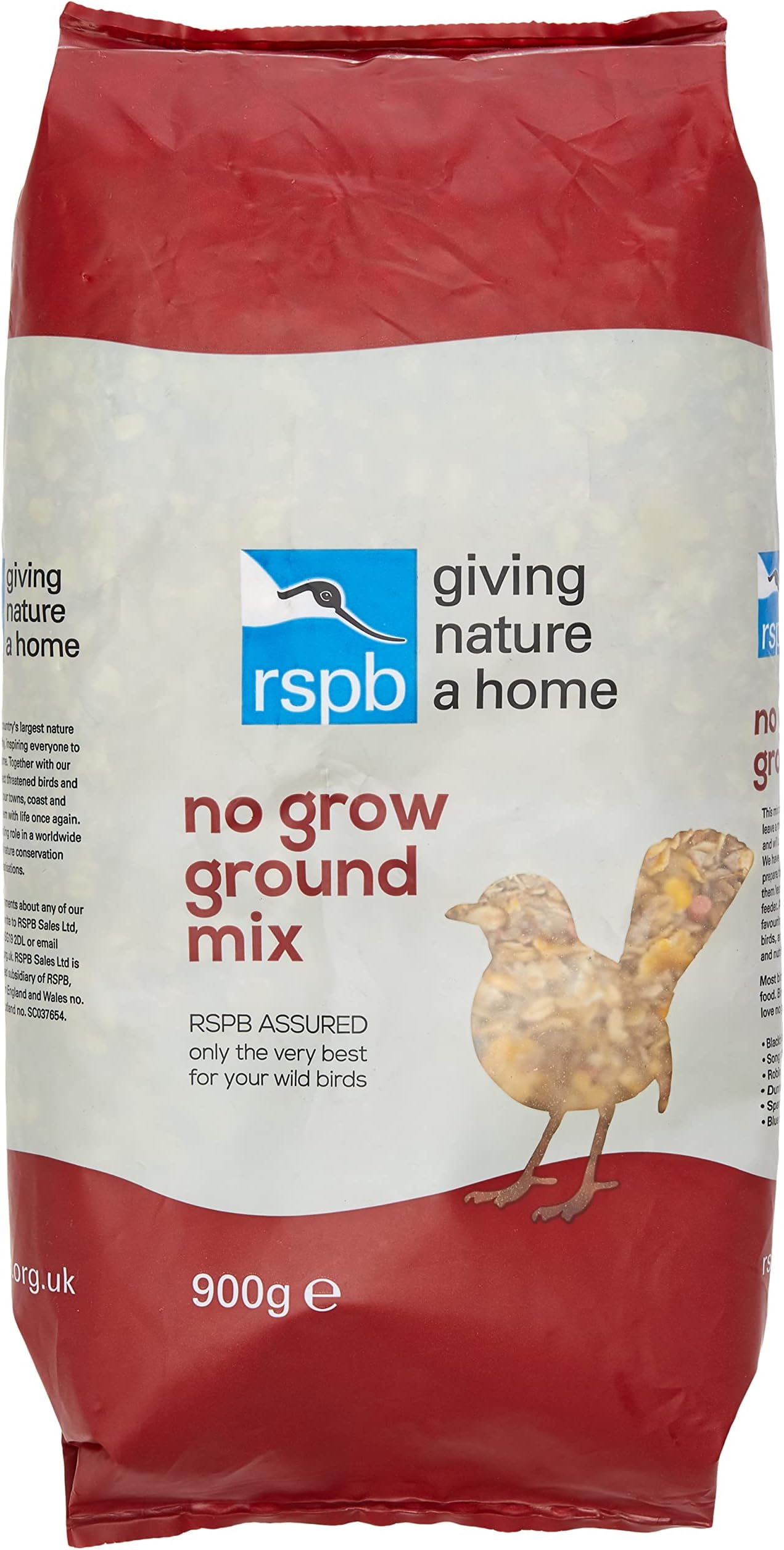 RSPB No Grow Wild Bird Ground Mix, 900 g, High Energy Mix Includes