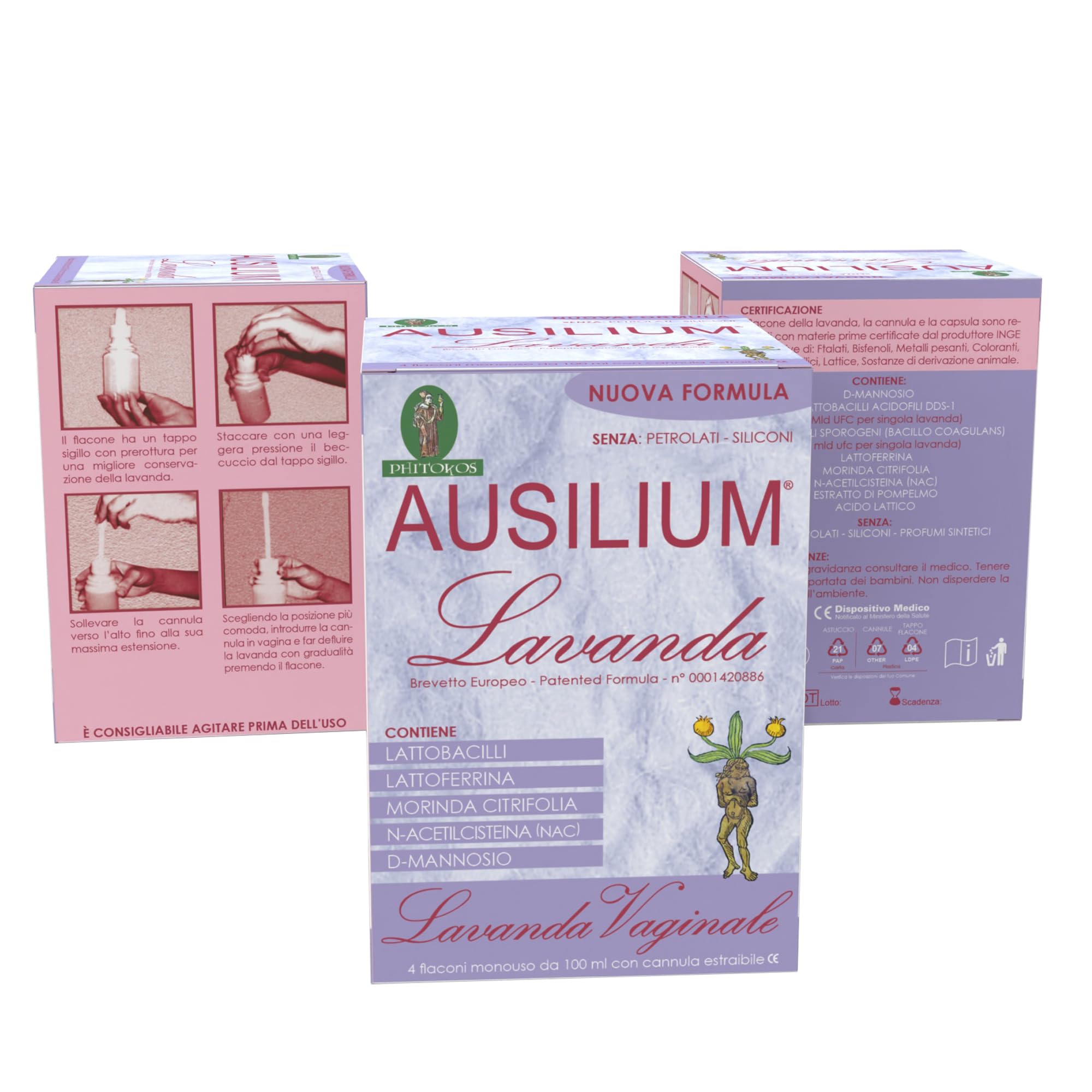 Deakos Ausilium Lavanda- Aide en cas de biofilms pathogènes, Vaginite, Vaginose- avec D-mannose-400 ml- 4 unidoses