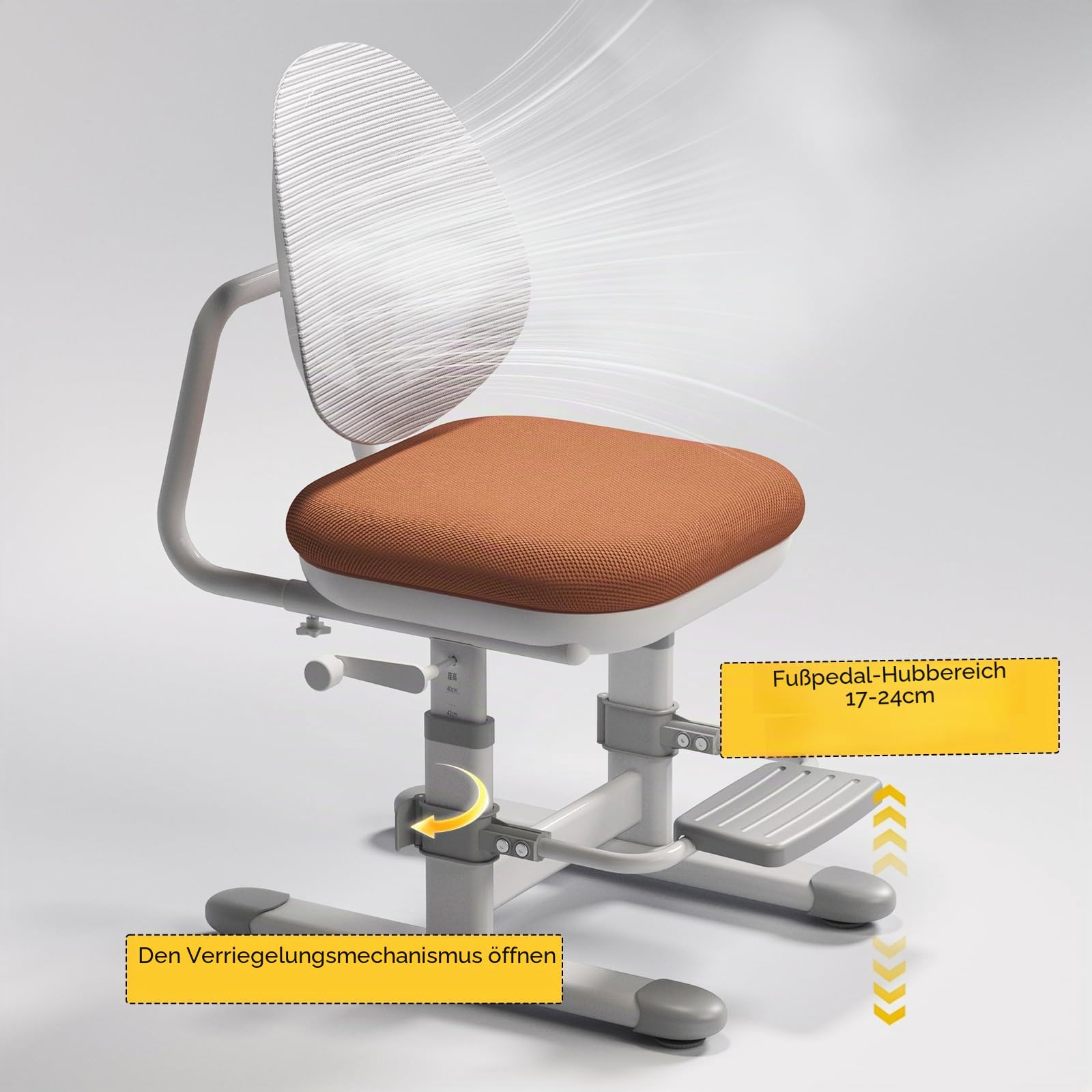 Kinder Schreibtischstuhl, höhenverstellbar mit Rückenstütze, ergonomisches Design, Lernstuhl für Kinder zum Lernen, Arbeiten & Essen – Ideal für Kinderzimmer & Schulen von Jungen und Mädchen