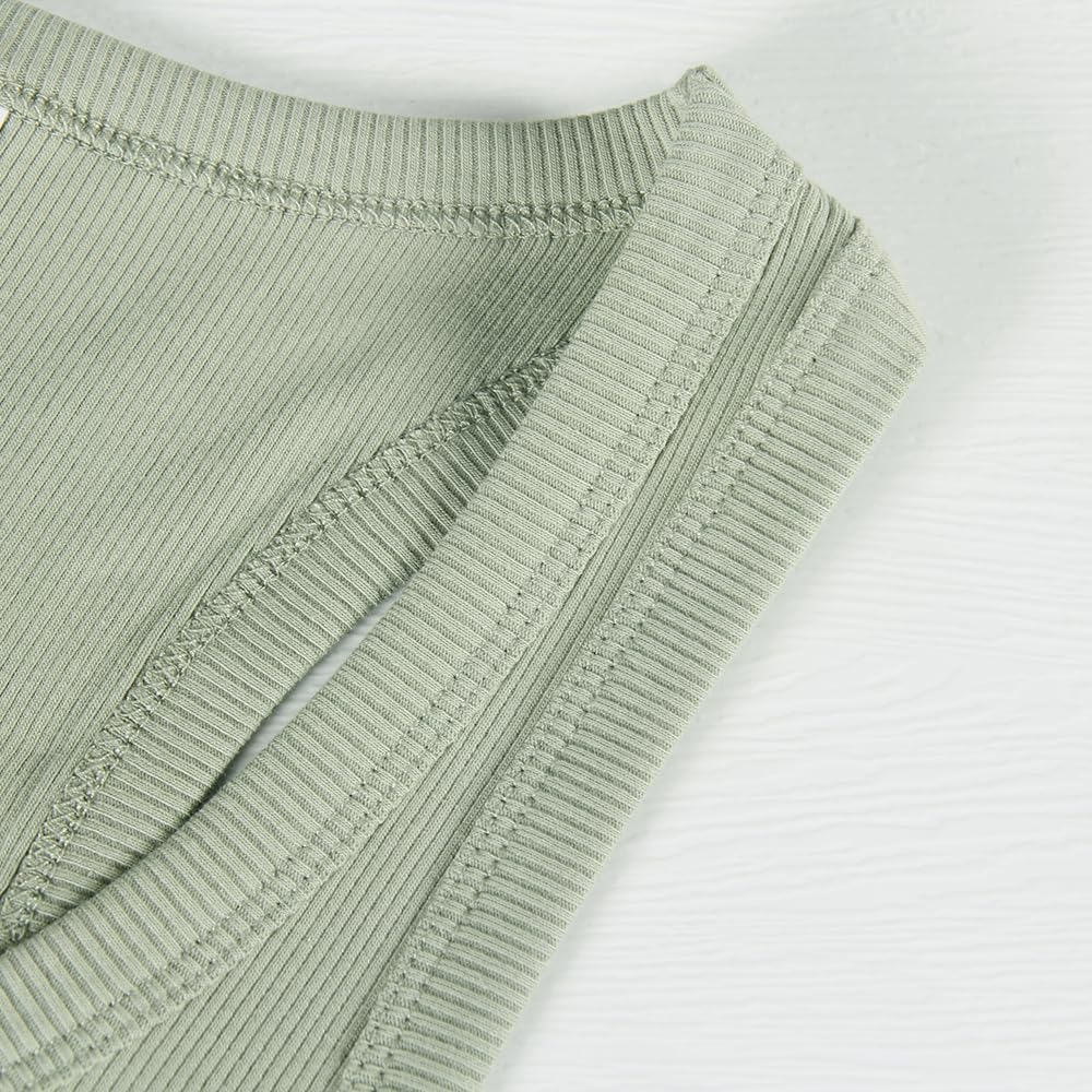 GEMBERA Womens Scoop Neck Sleeveless Racerback Ribbed Knit Slim Fitted Basic Tank Top Shirt - Image 4